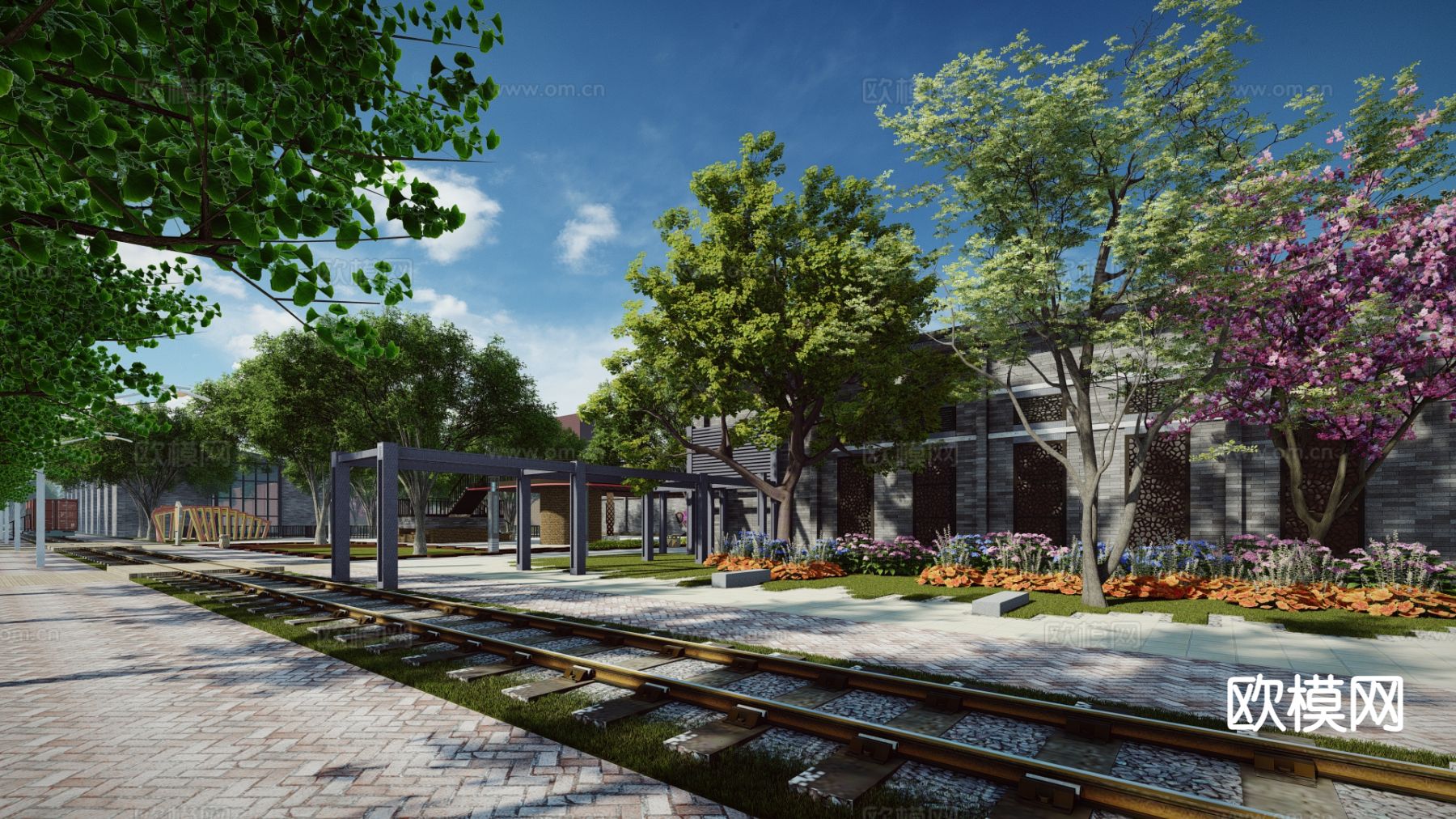 废弃工厂遗址 厂房仓库su模型下载（渲染图3）