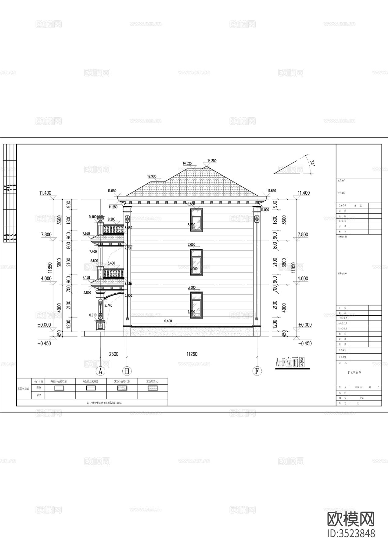 欧式三层独栋别墅建筑cad平面图下载（渲染图8）