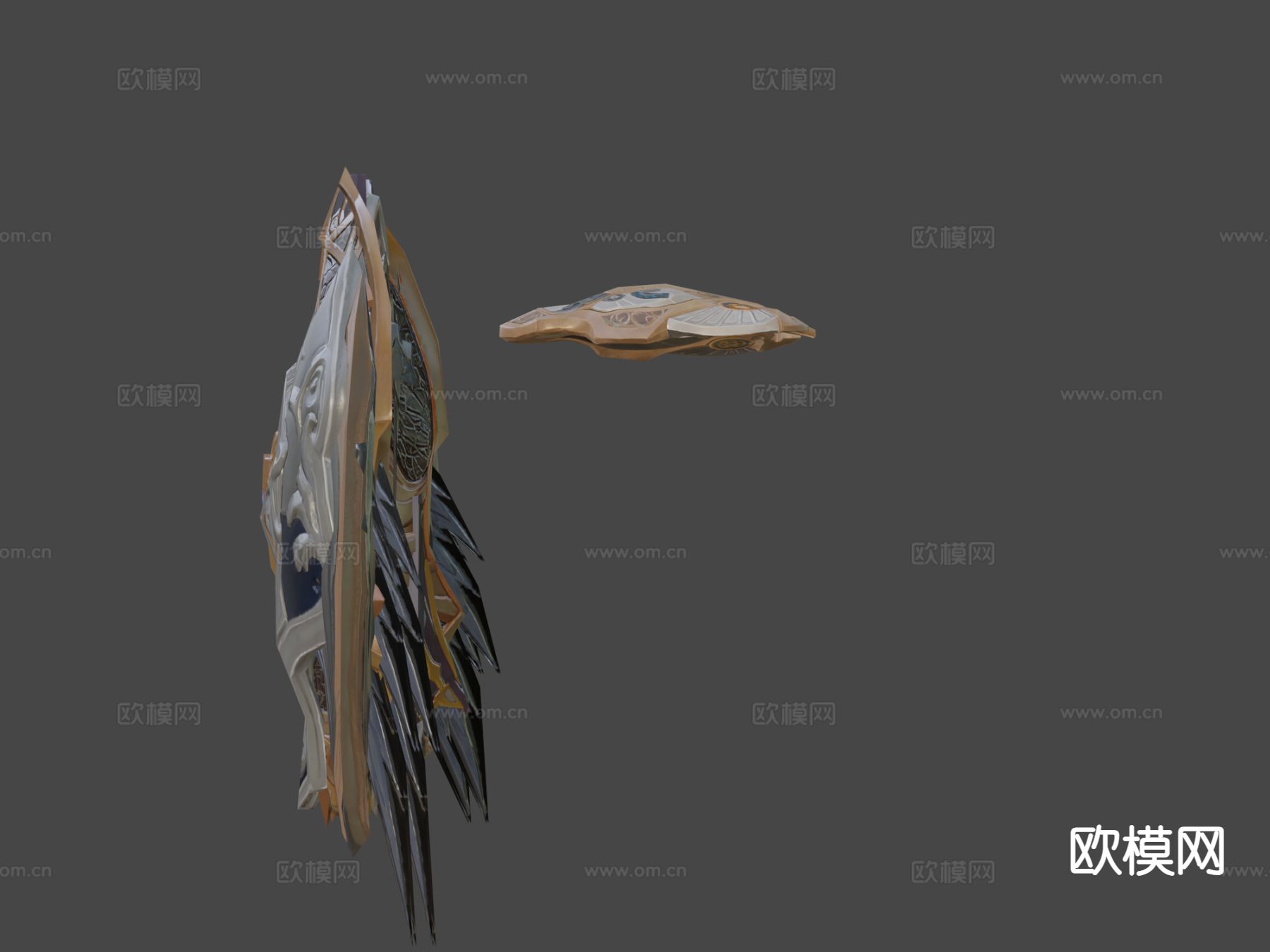 战斗盾牌 护盾 游戏道具3d模型下载（渲染图5）