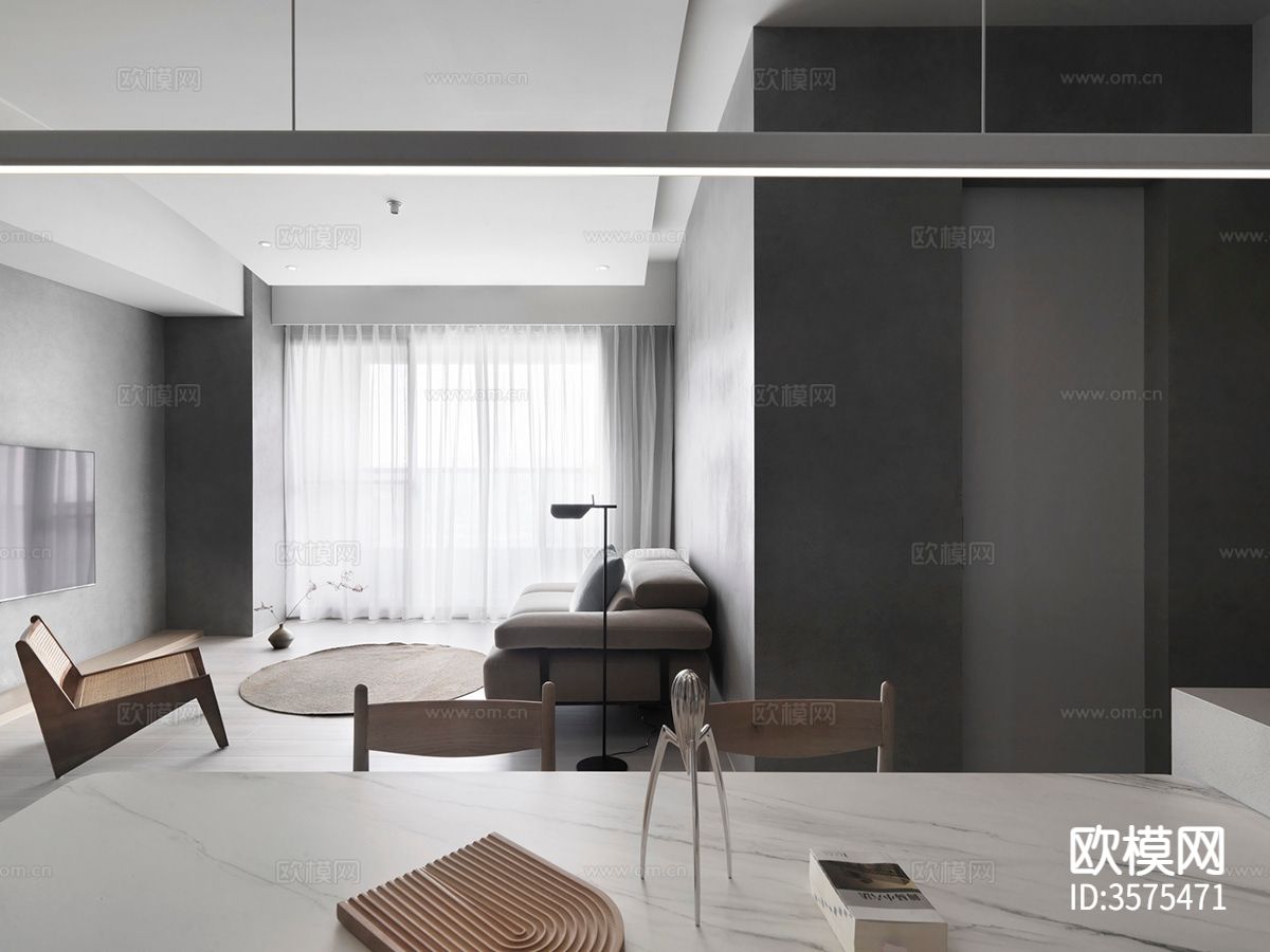 现代极简风客餐厅装修效果图下载（渲染图9）