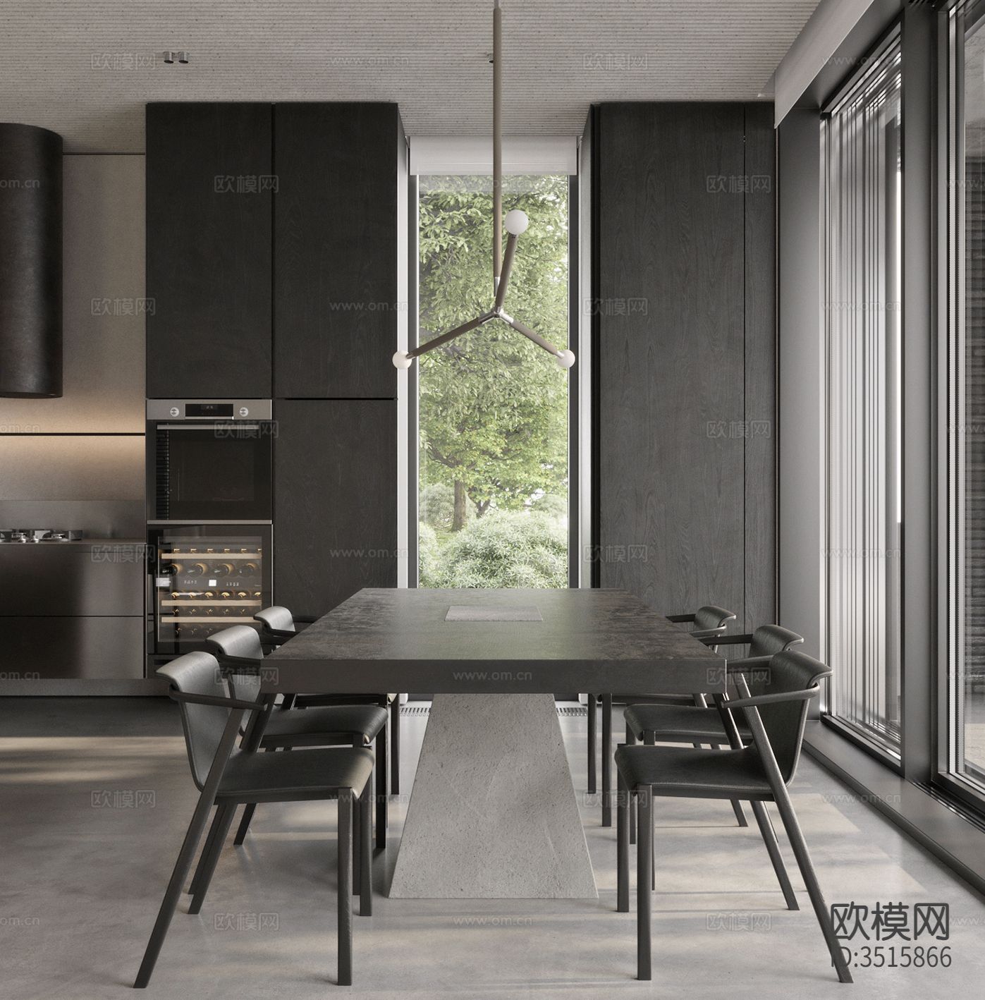 现代平层客餐厅装修效果图下载（渲染图9）