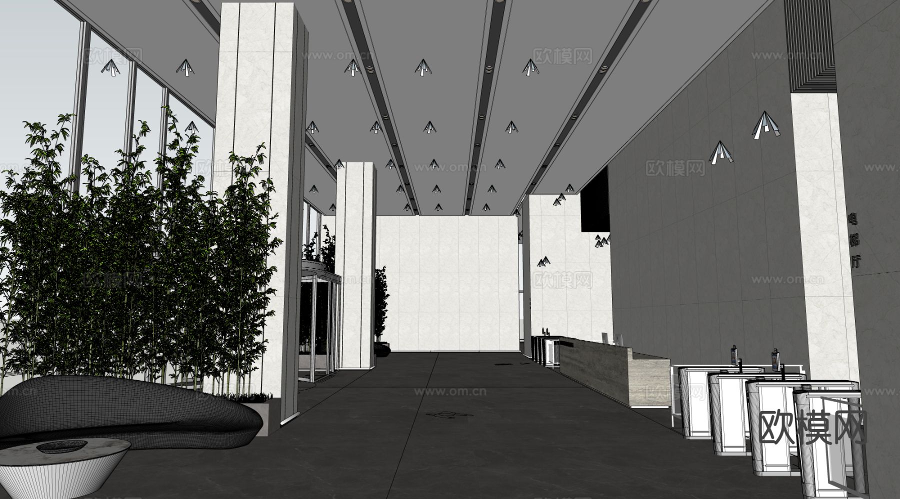 办公大堂su模型下载（渲染图1）