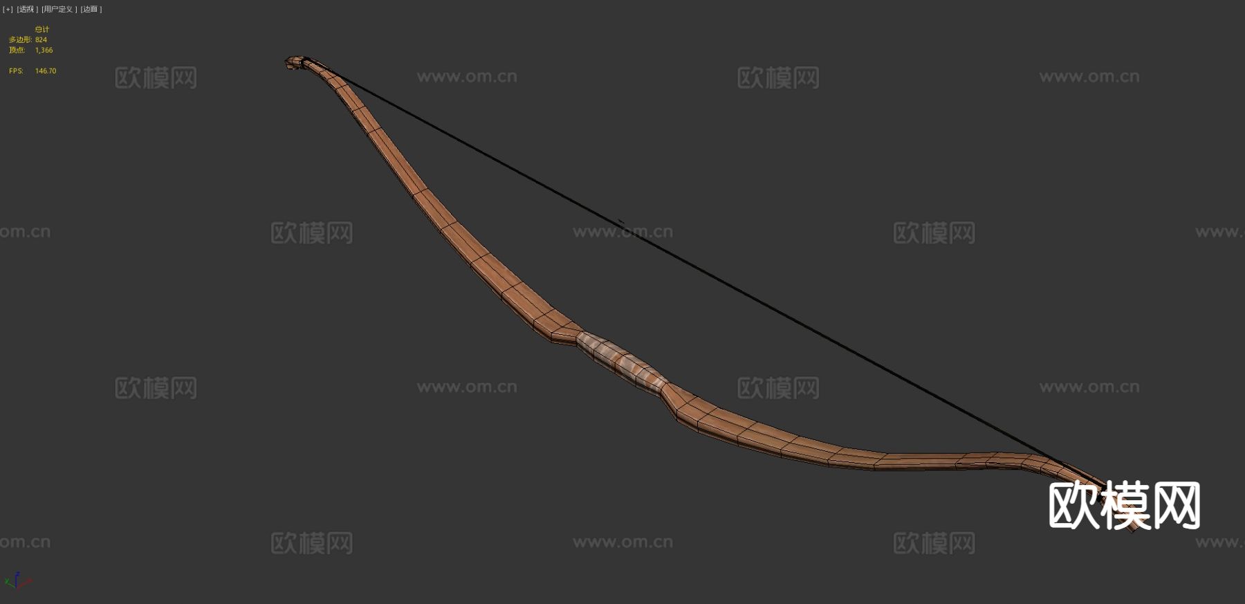 长弓 弓箭 游戏道具3d模型