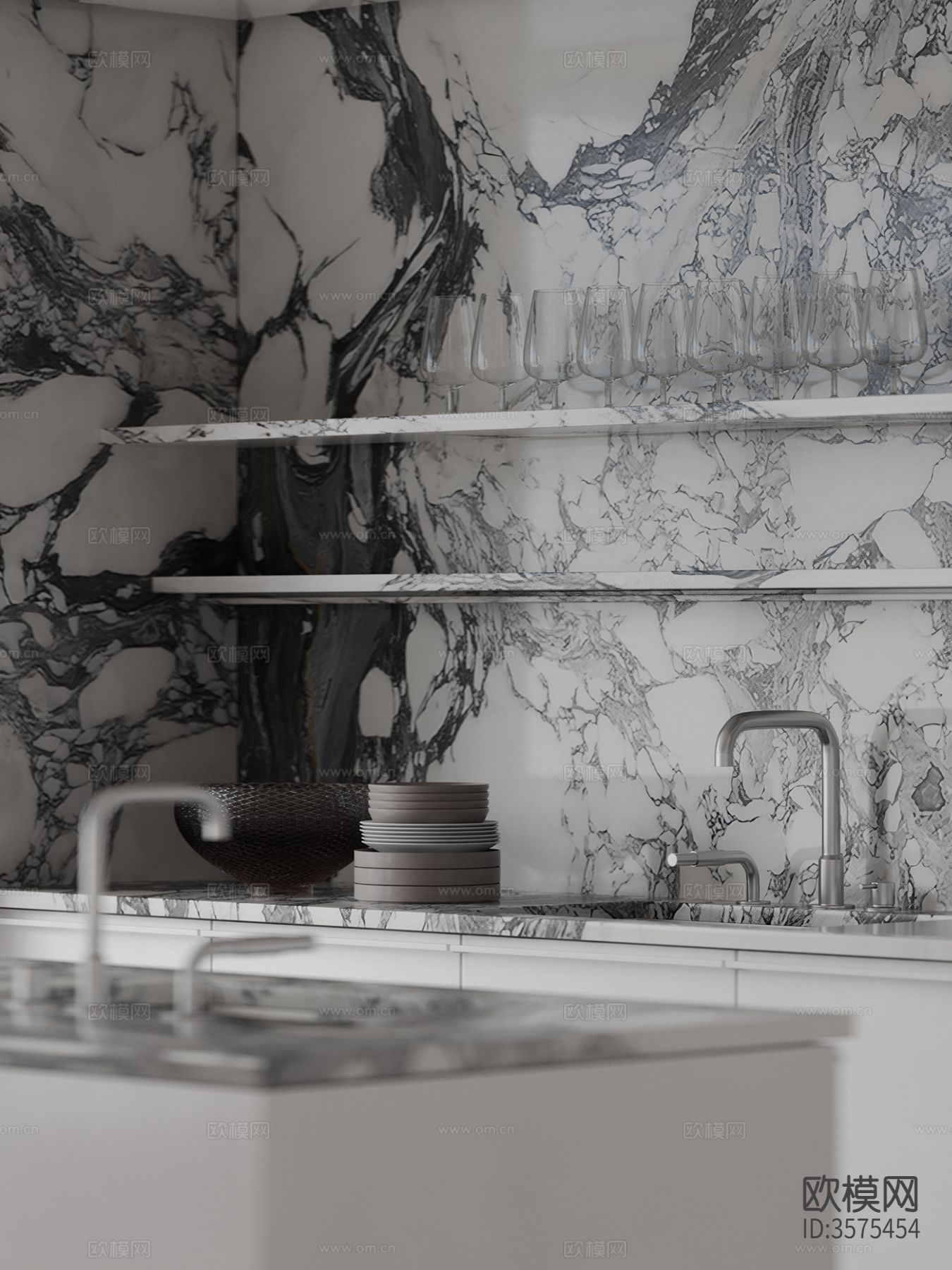 现代极简风客餐厅装修效果图下载（渲染图9）