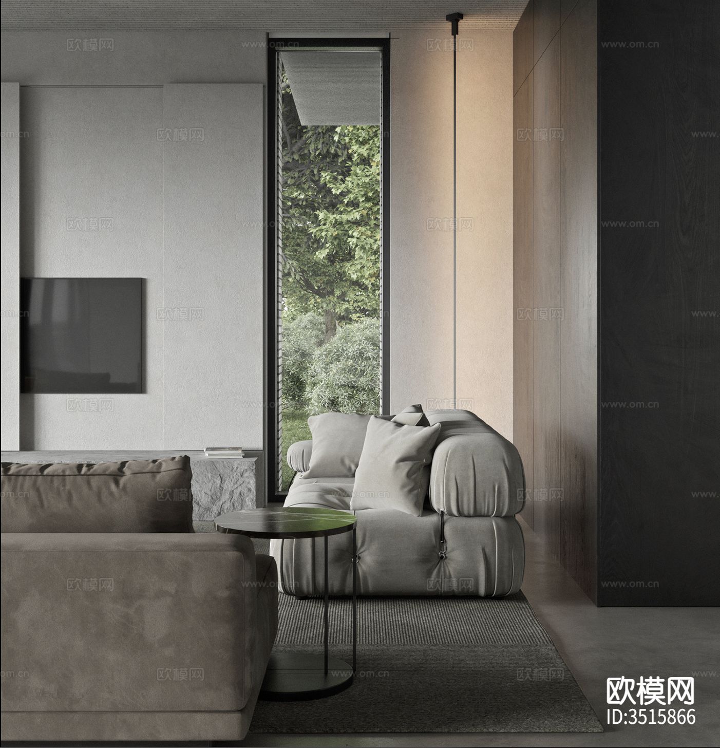 现代平层客餐厅装修效果图下载（渲染图10）