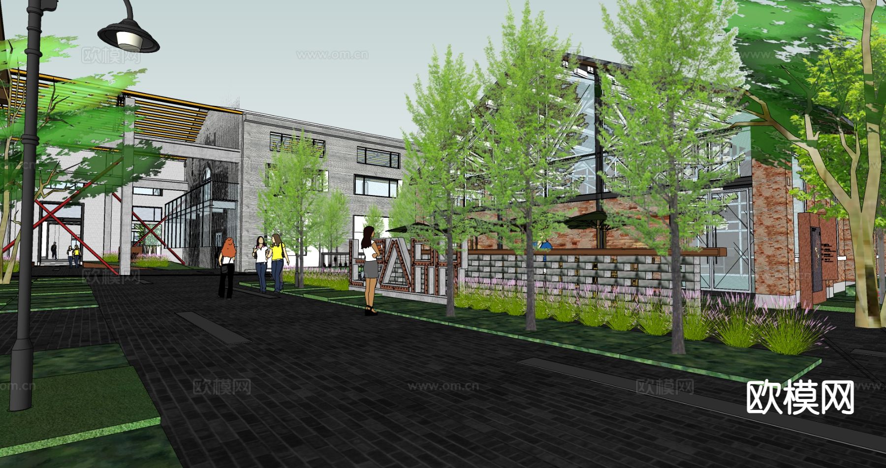 废弃工厂遗址 厂房仓库su模型下载（渲染图1）