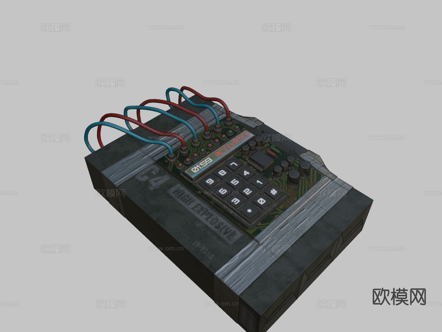 C4炸药 雷管3d模型
