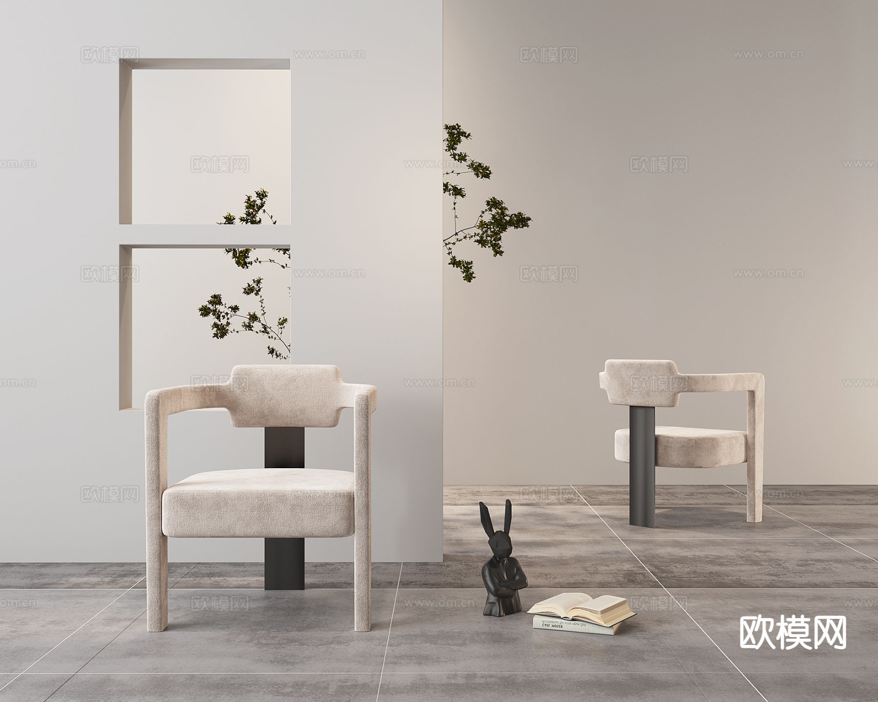 现代餐椅 单椅 椅子su模型下载（渲染图2）