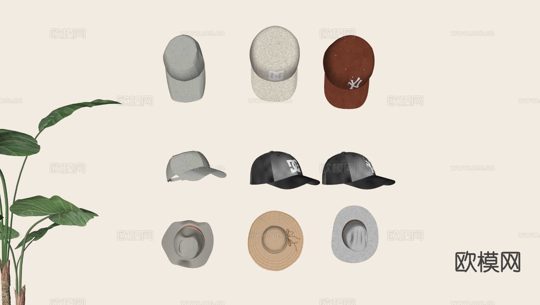 帽子 棒球帽 遮阳帽 礼帽su模型下载（渲染图1）
