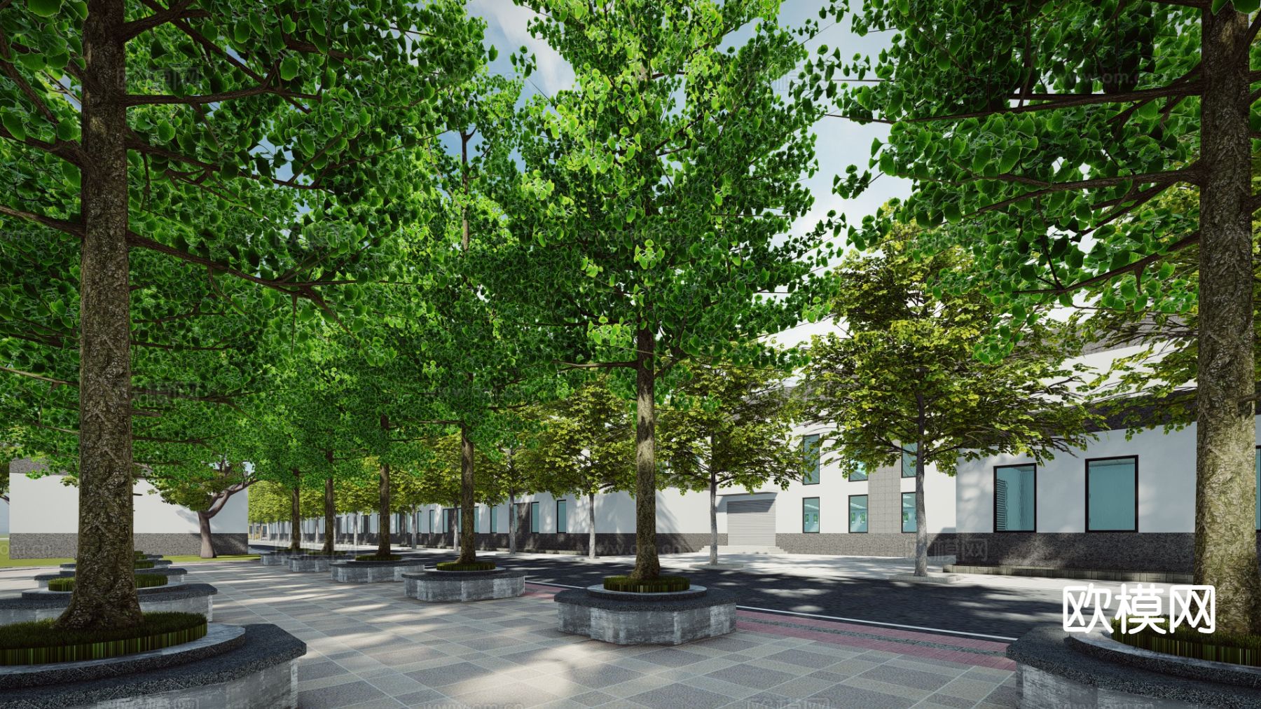 废弃工厂遗址 厂房仓库su模型下载（渲染图4）