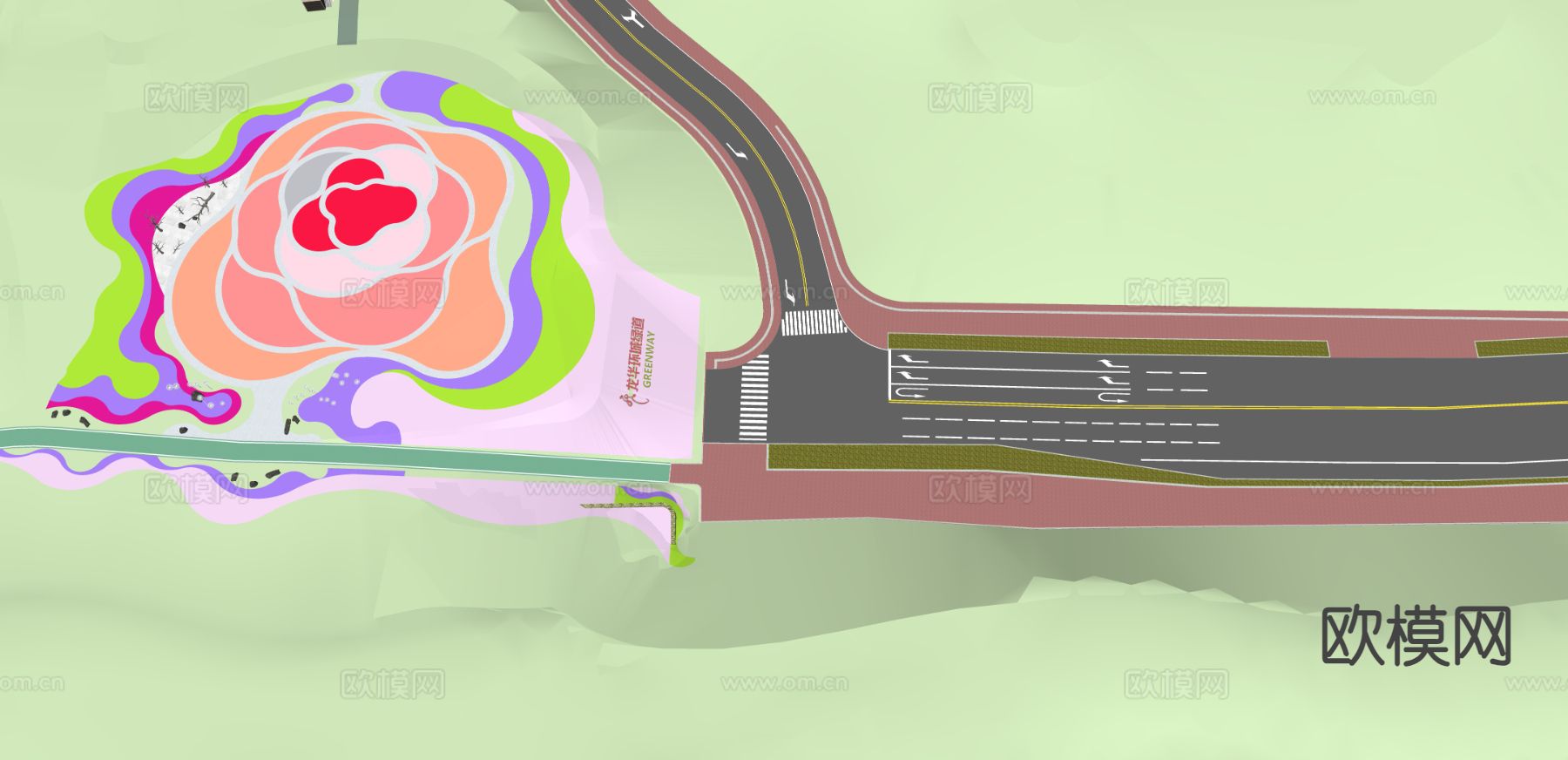 景观 道路su模型下载