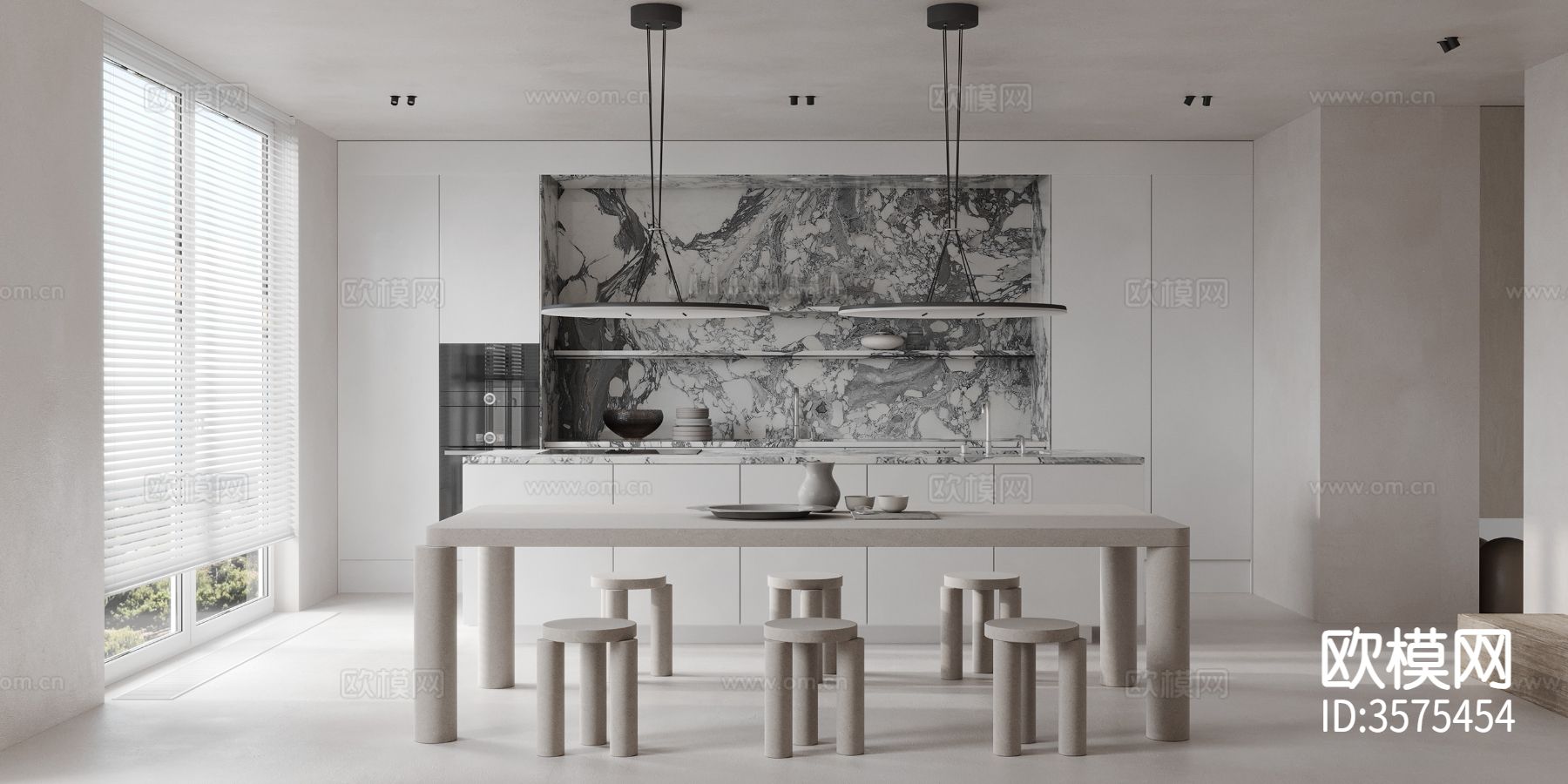 现代极简风客餐厅装修效果图下载（渲染图6）