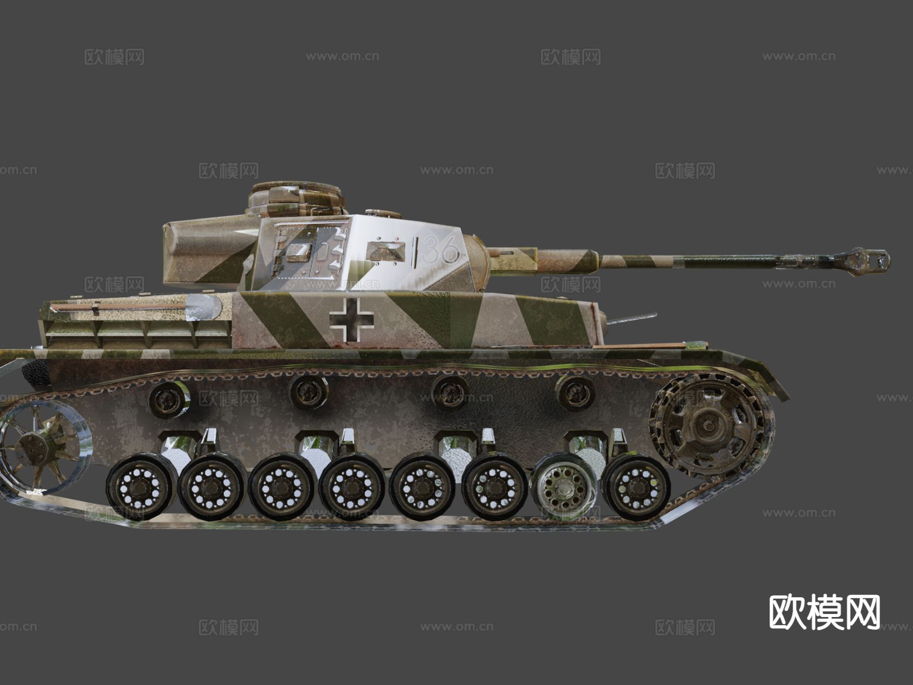 二战Panzer4坦克3d模型