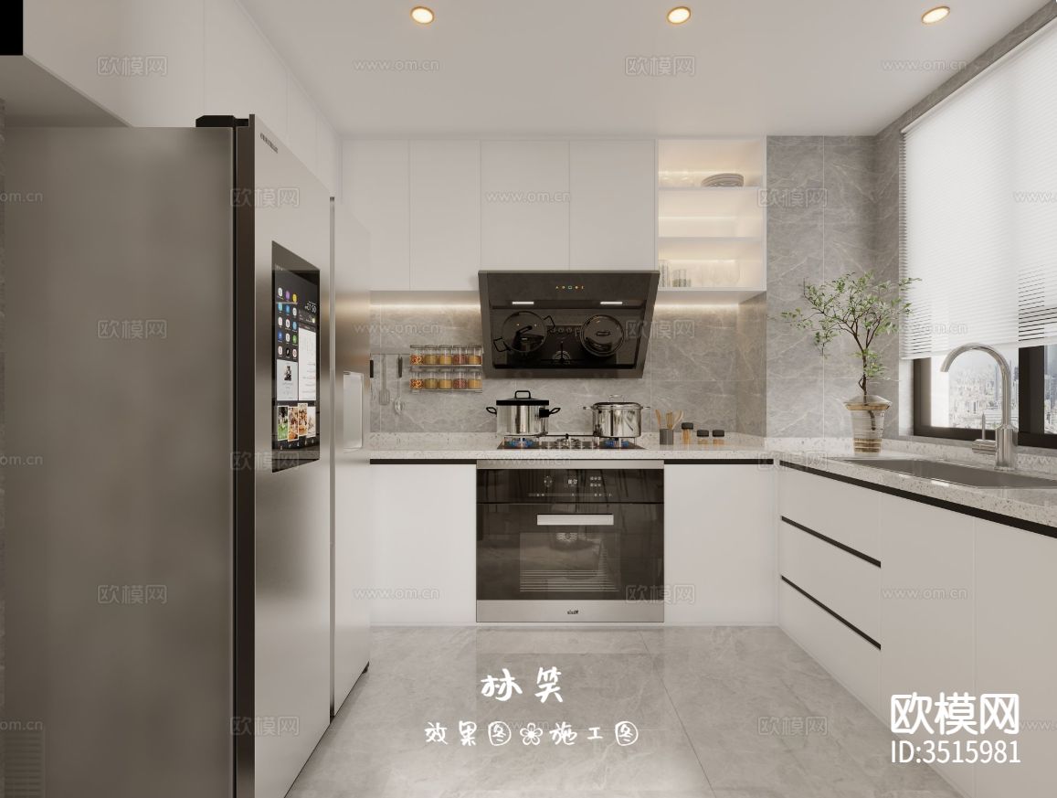 现代平层客餐厅装修效果图下载（渲染图6）