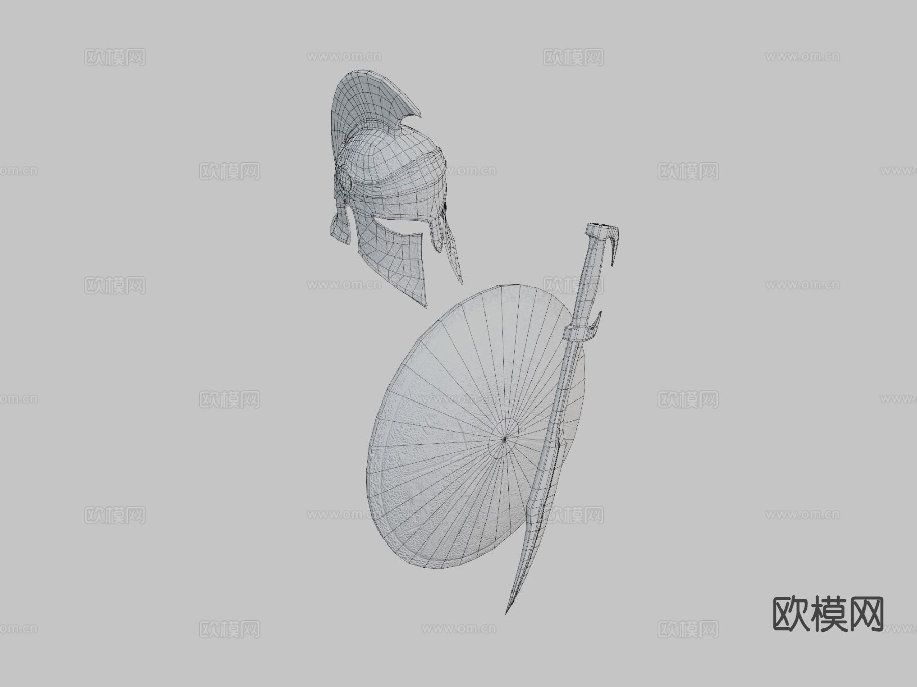 斯巴达战士装甲 冷兵器3d模型