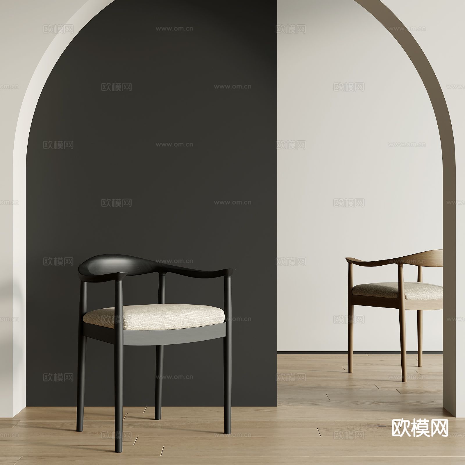 中古风单椅 餐椅su模型