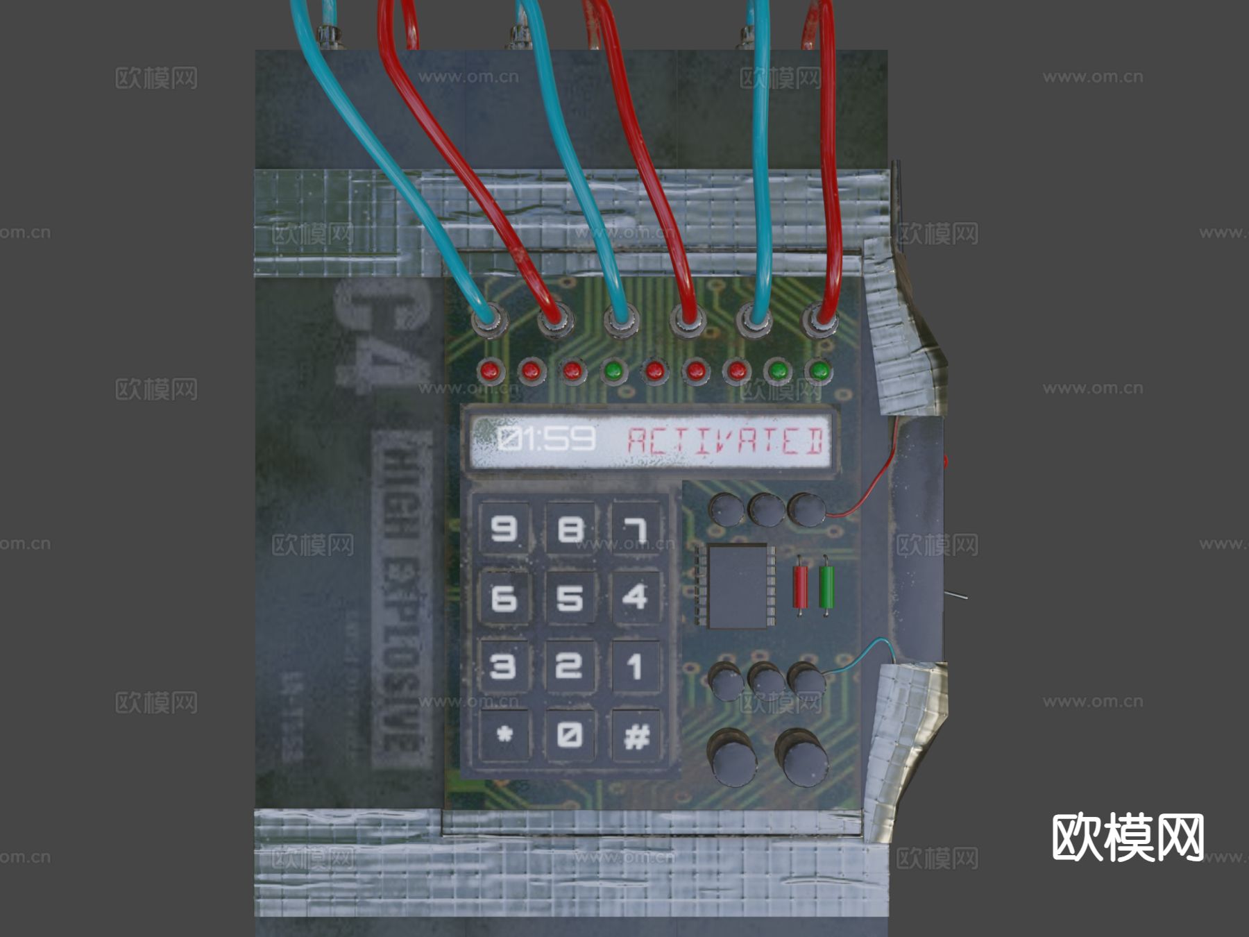 C4炸药 雷管3d模型