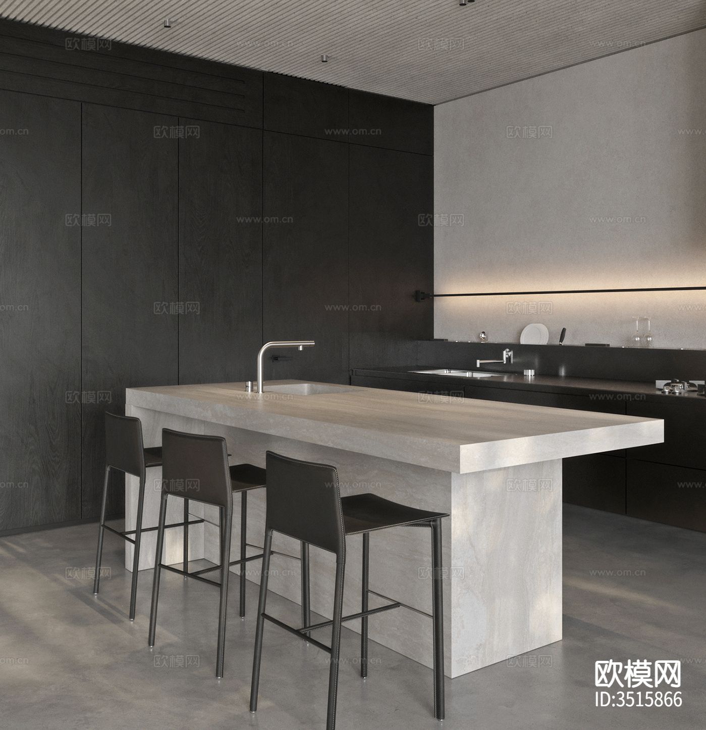 现代平层客餐厅装修效果图下载（渲染图6）