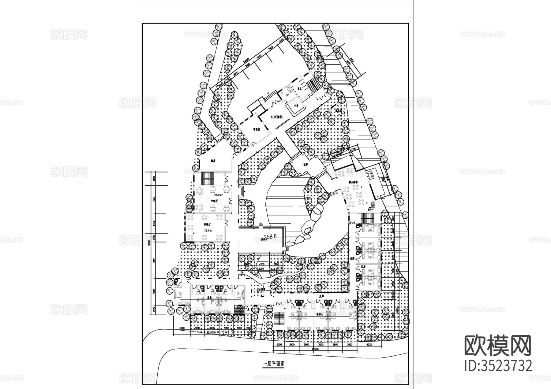 65套民宿酒店设计CAD图纸下载（渲染图4）