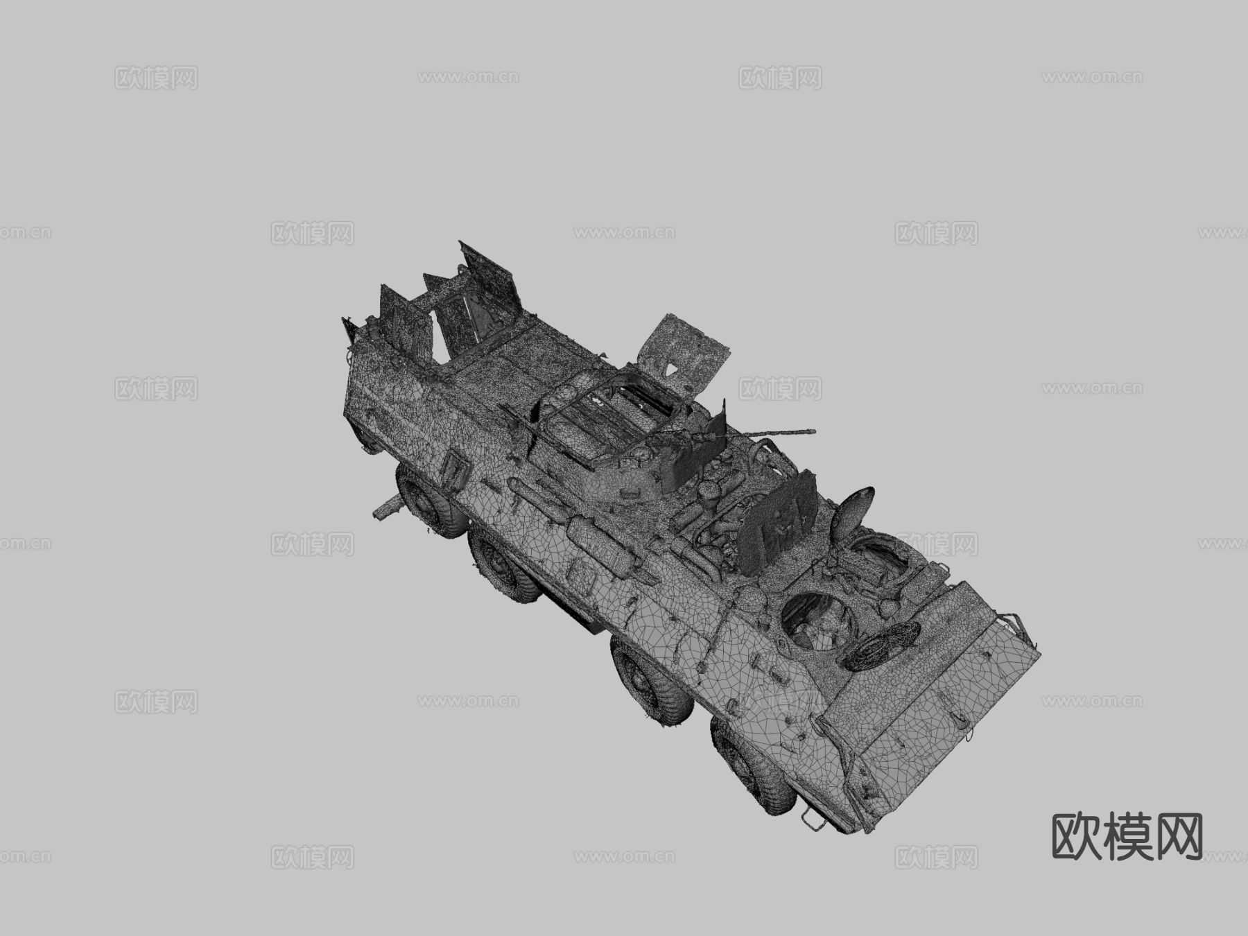 轮式浮桥装甲运输车3d模型