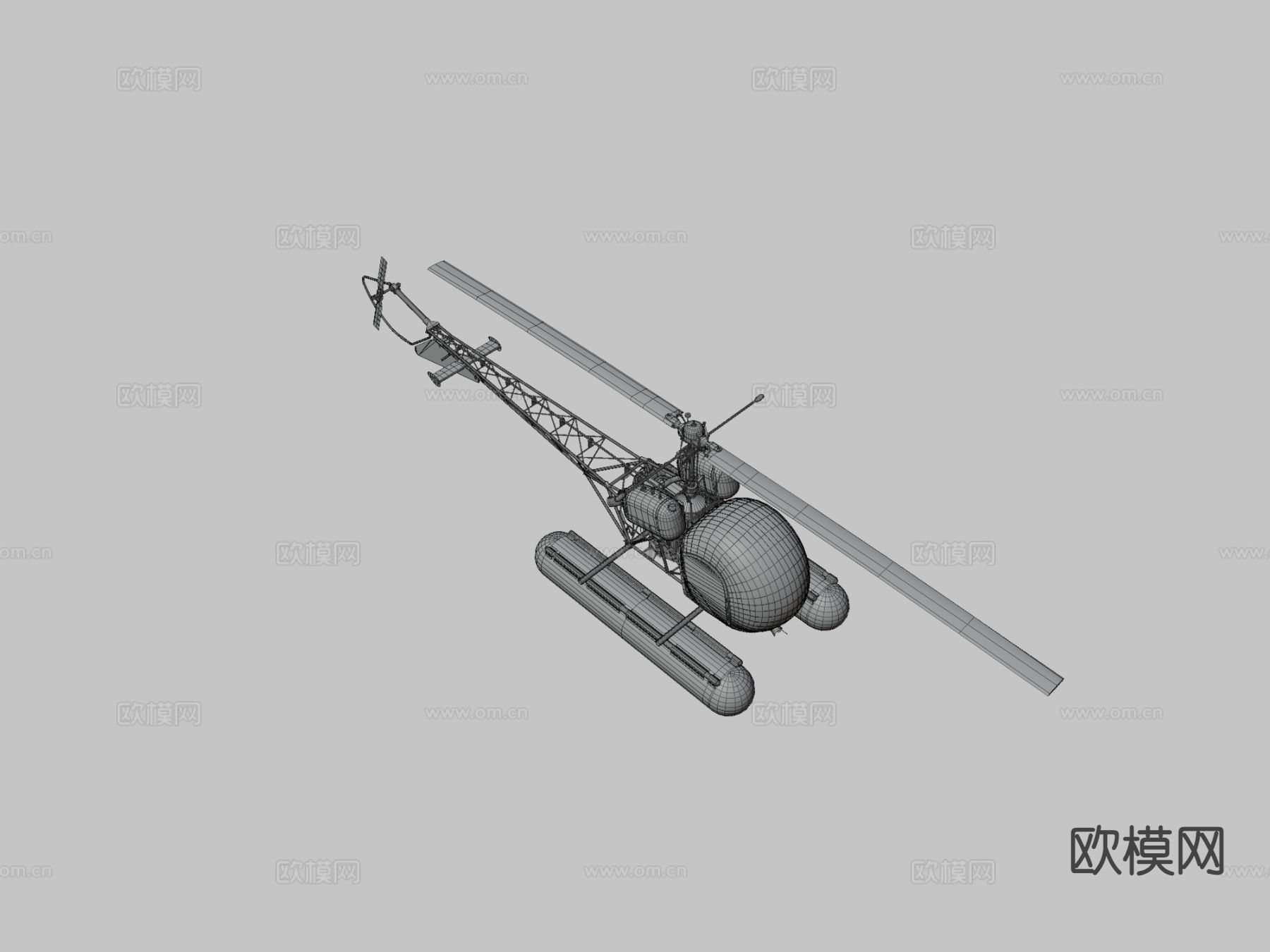 Bell47 飞机 直升机 侦察机3d模型