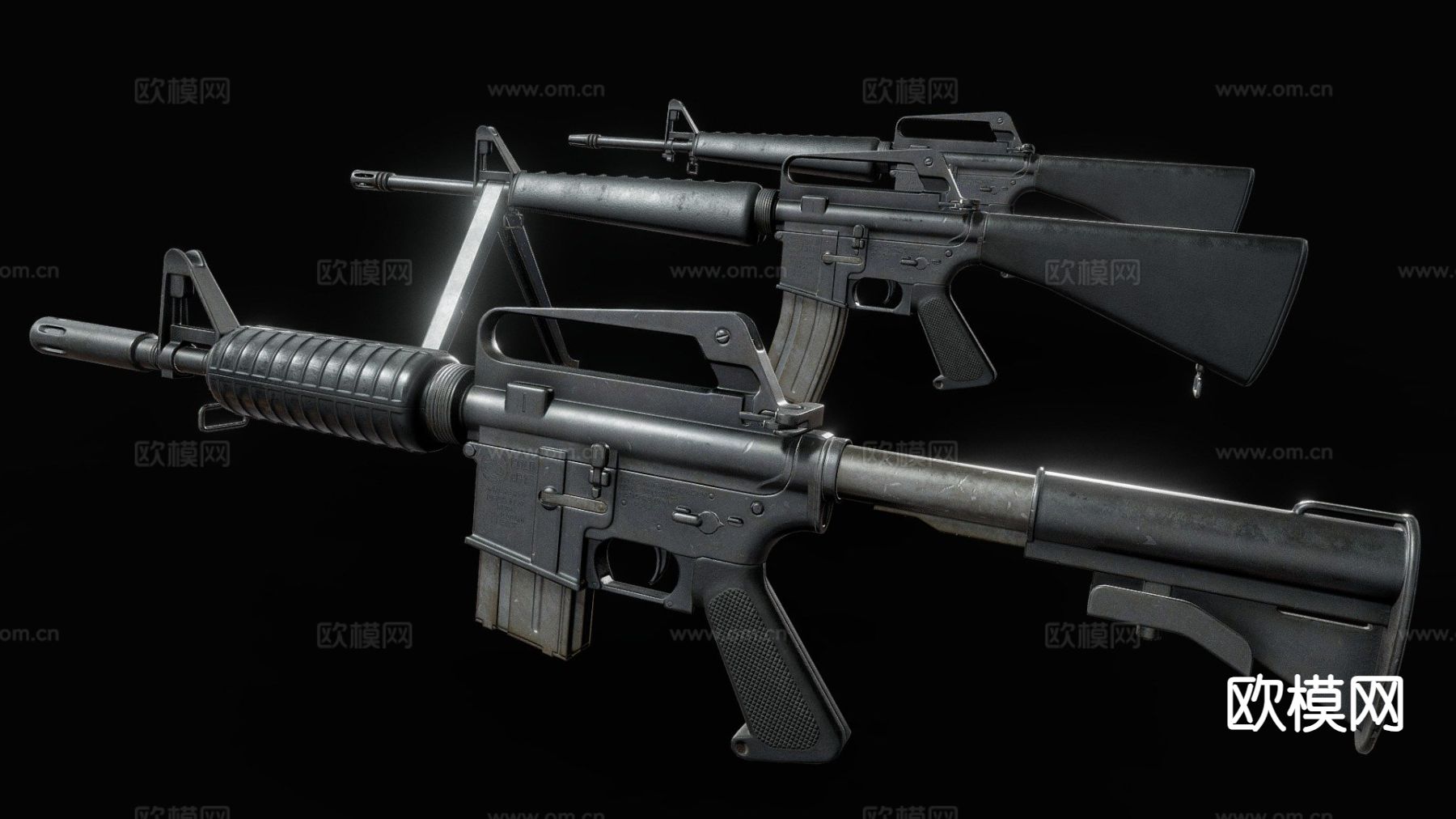 M416突击步枪 游戏武器3d模型