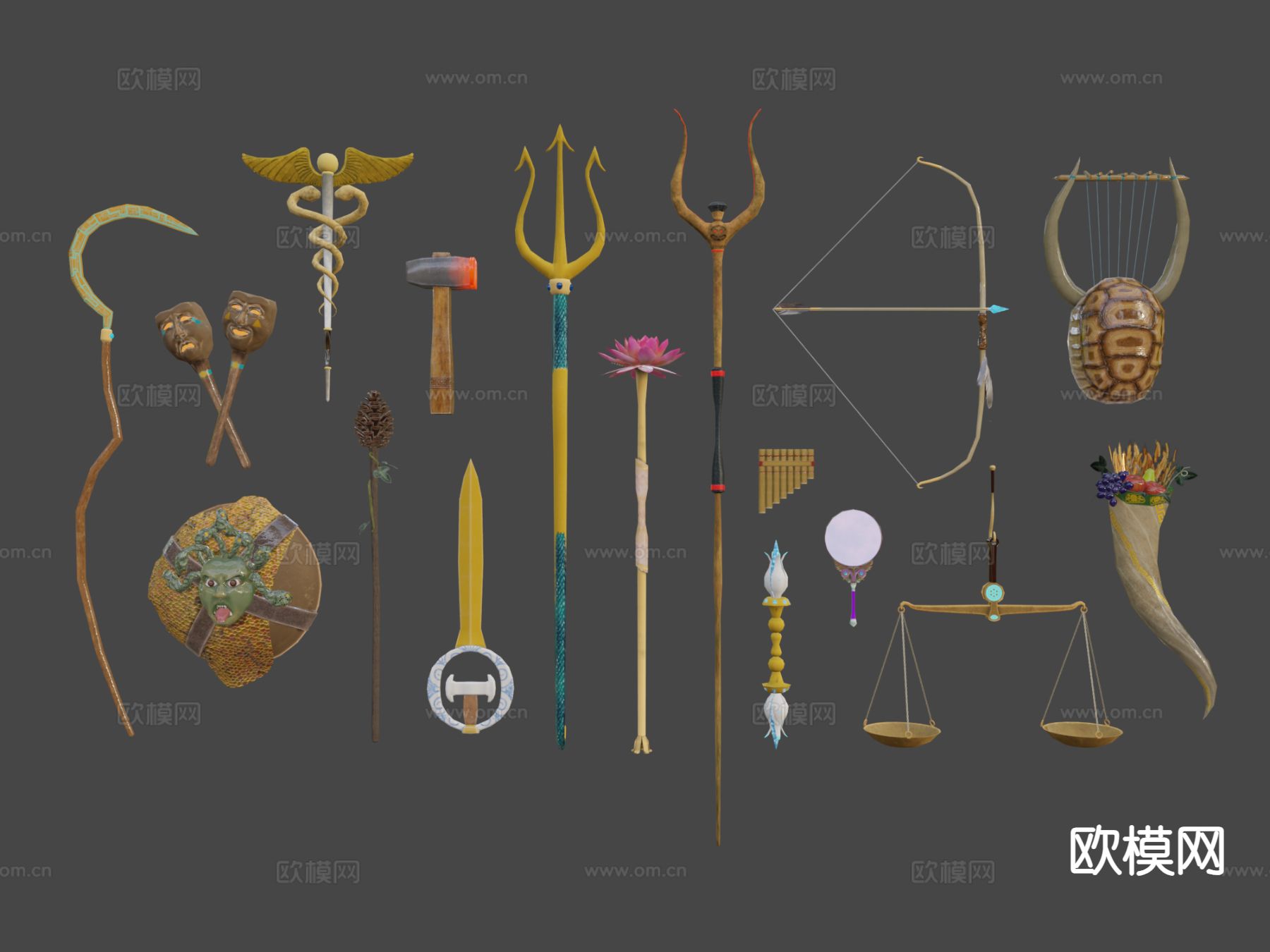 动漫道具 古希腊神器包3d模型下载（渲染图6）