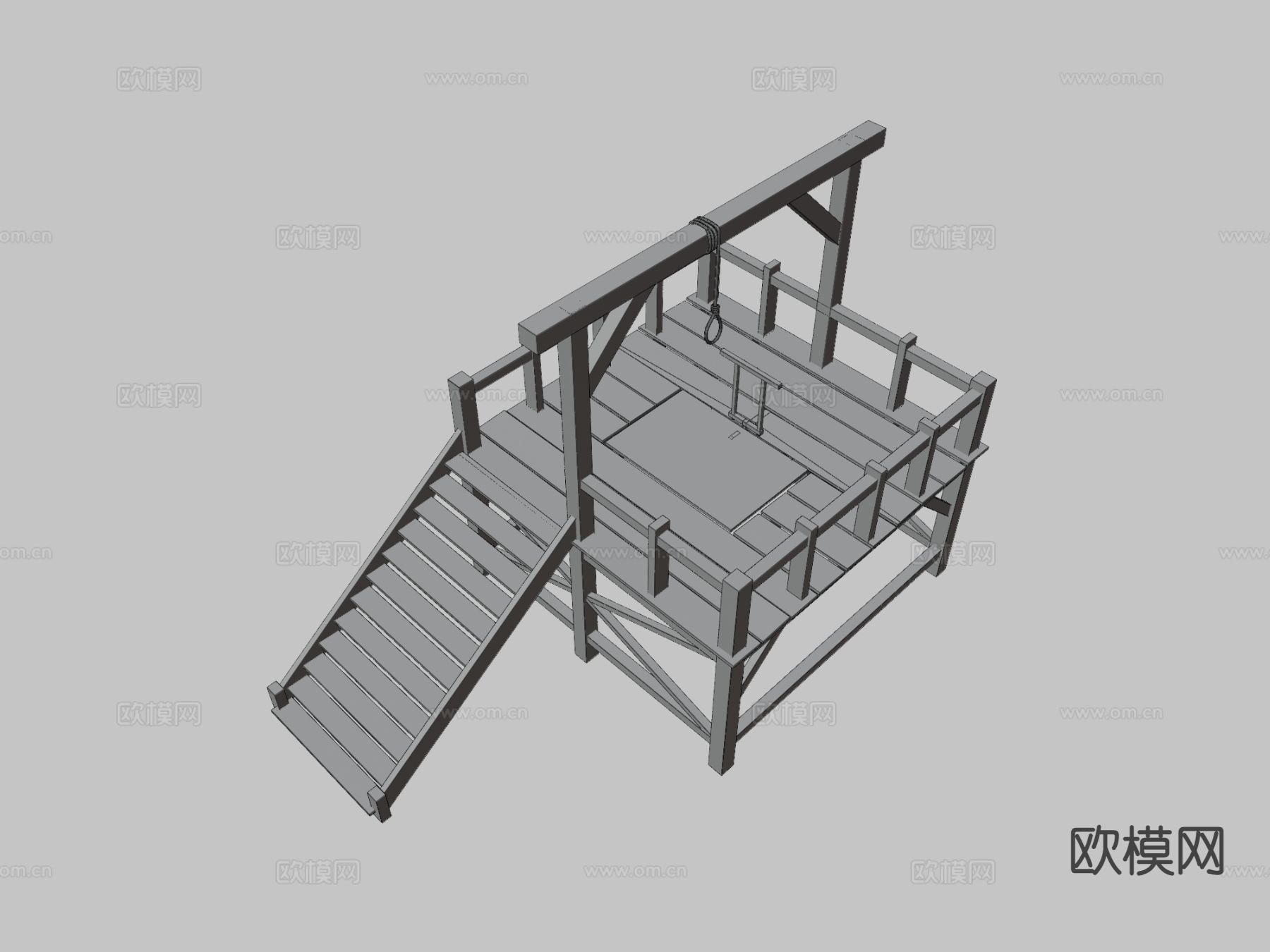 中世纪绞刑架 绞刑柱3d模型