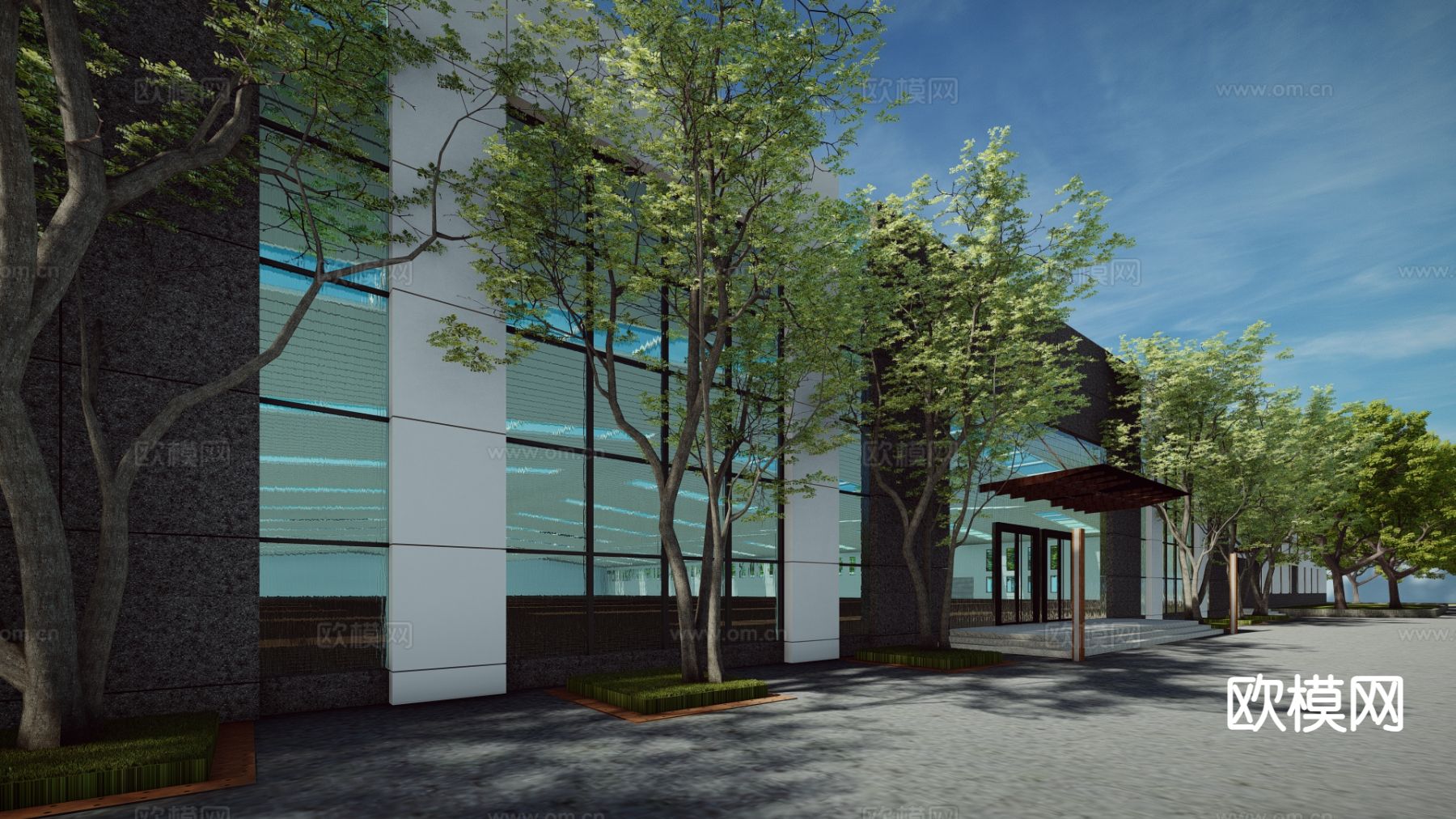 废弃工厂遗址 厂房仓库su模型下载（渲染图1）