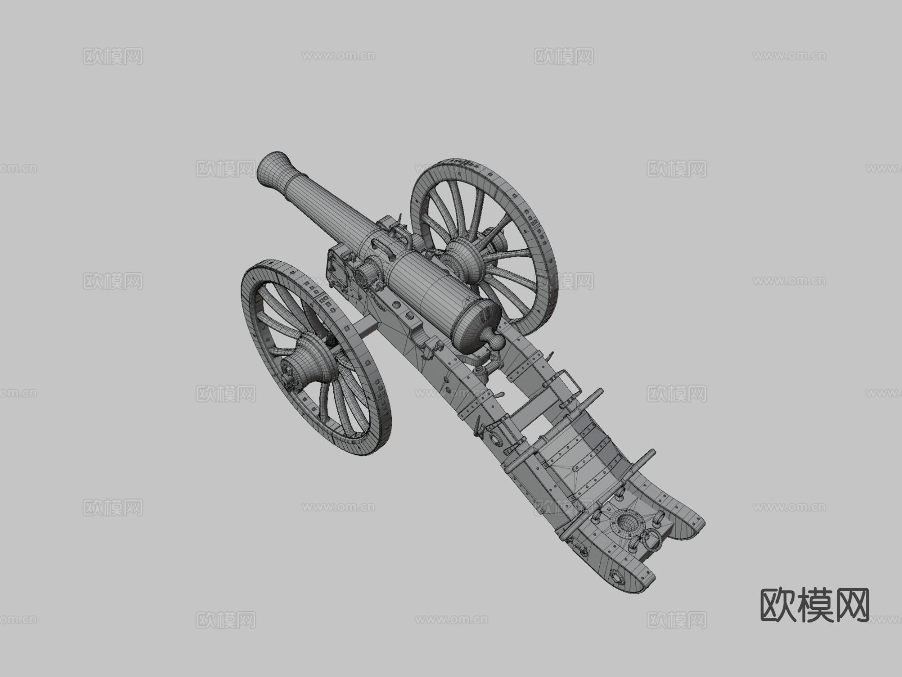 法国12磅炮 炮车 迫击炮3d模型