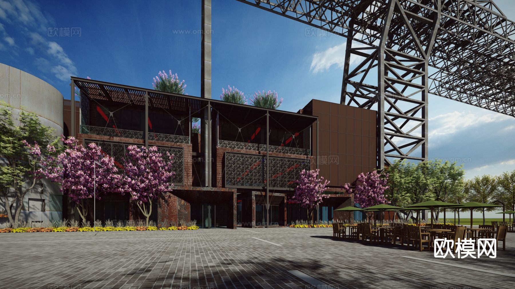 废弃工厂遗址 厂房仓库su模型下载（渲染图2）