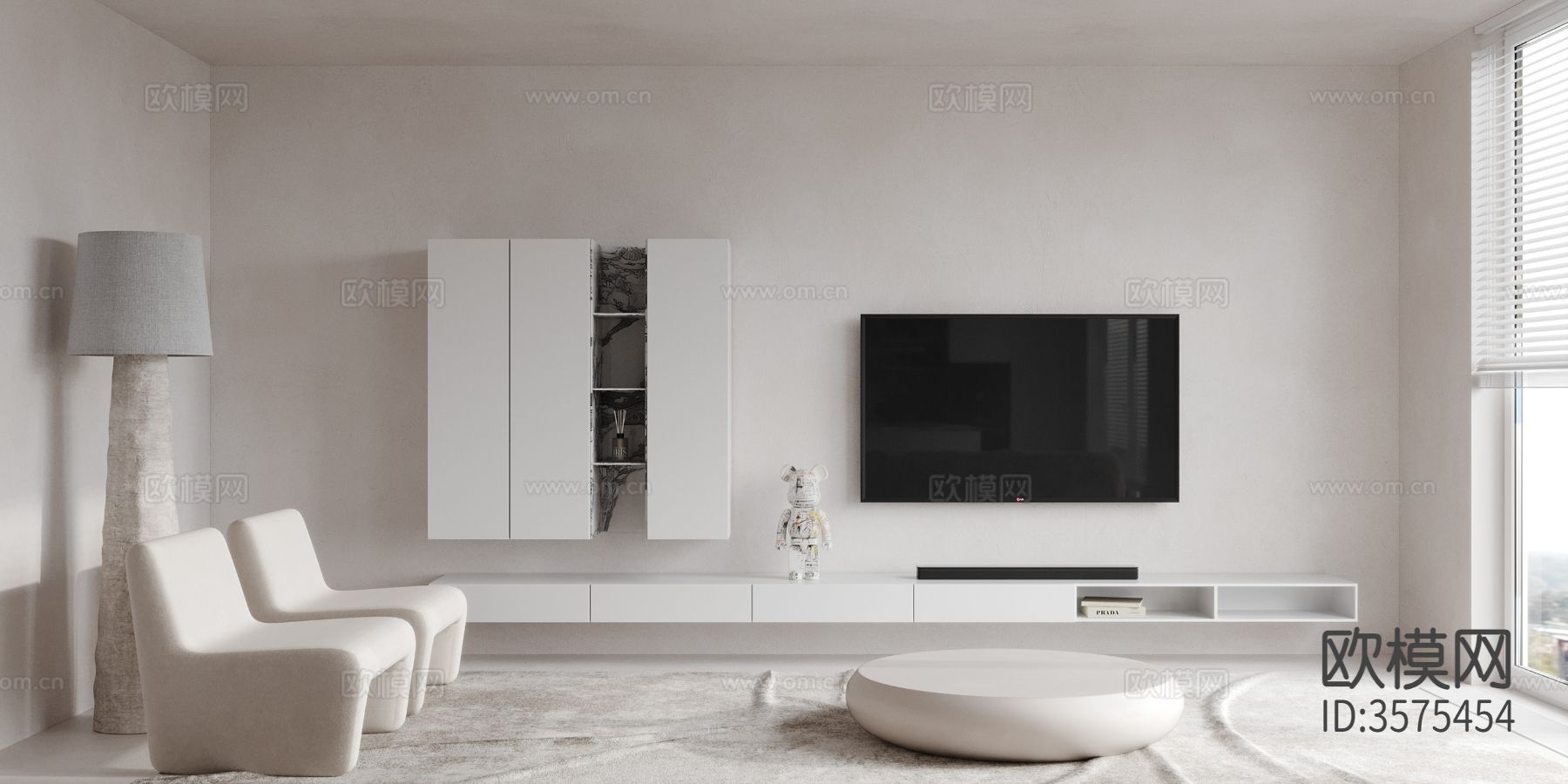 现代极简风客餐厅装修效果图下载（渲染图4）