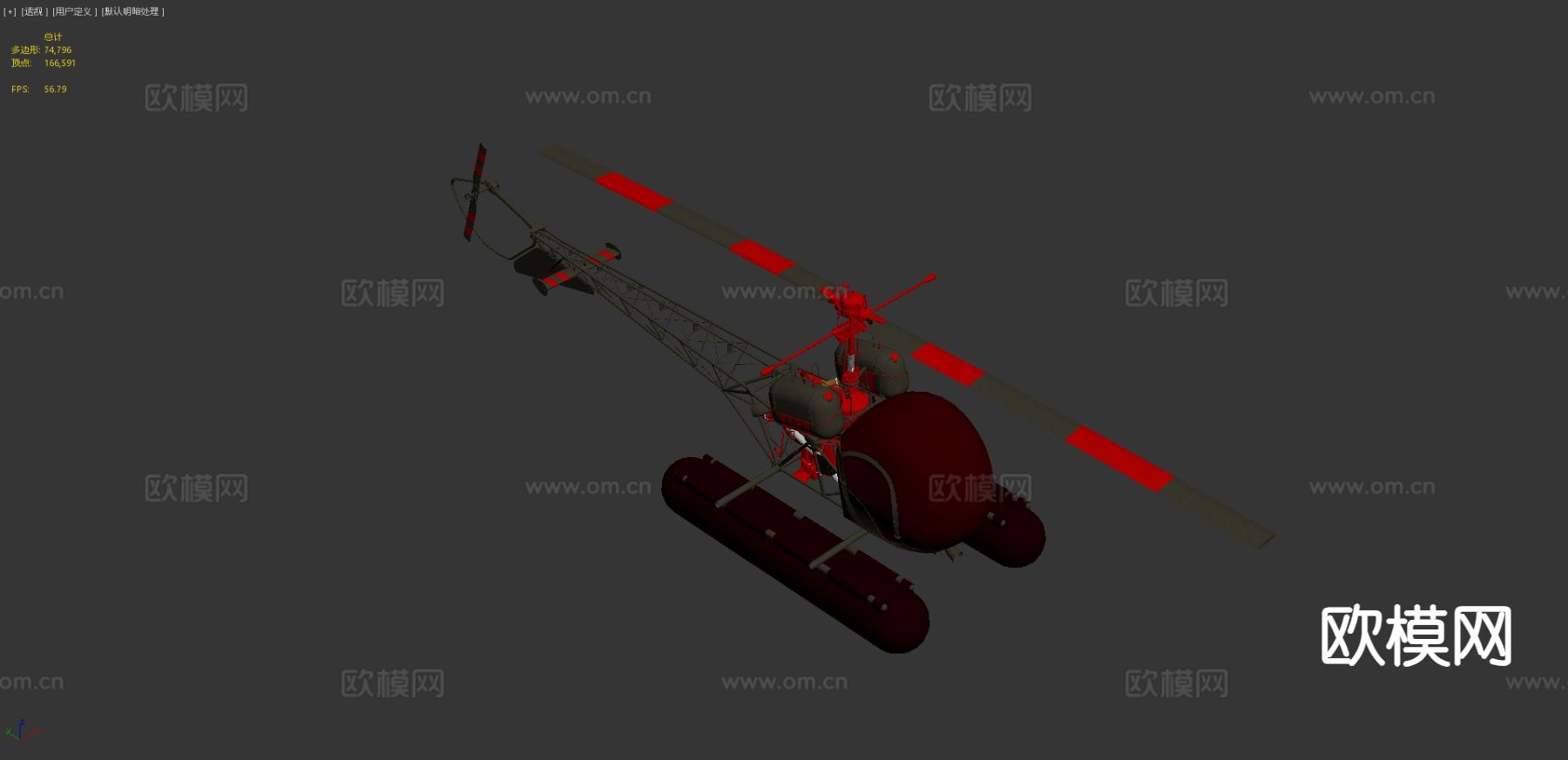 Bell47 飞机 直升机 侦察机3d模型