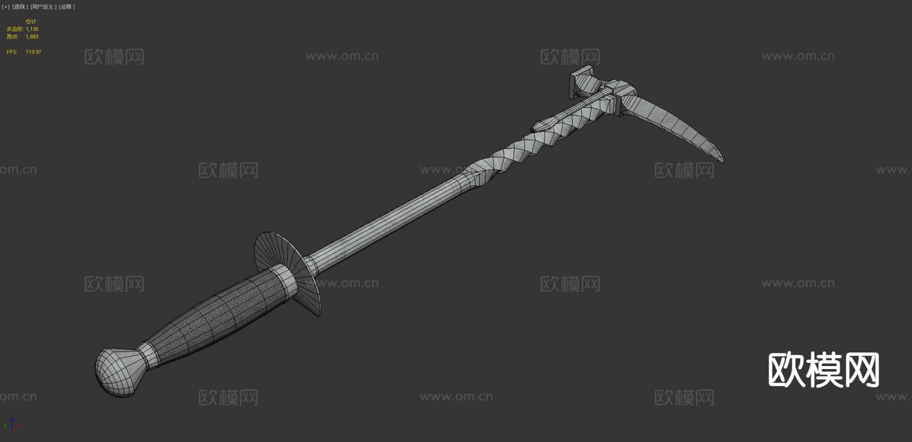 德国骑兵镐 镰刀3d模型