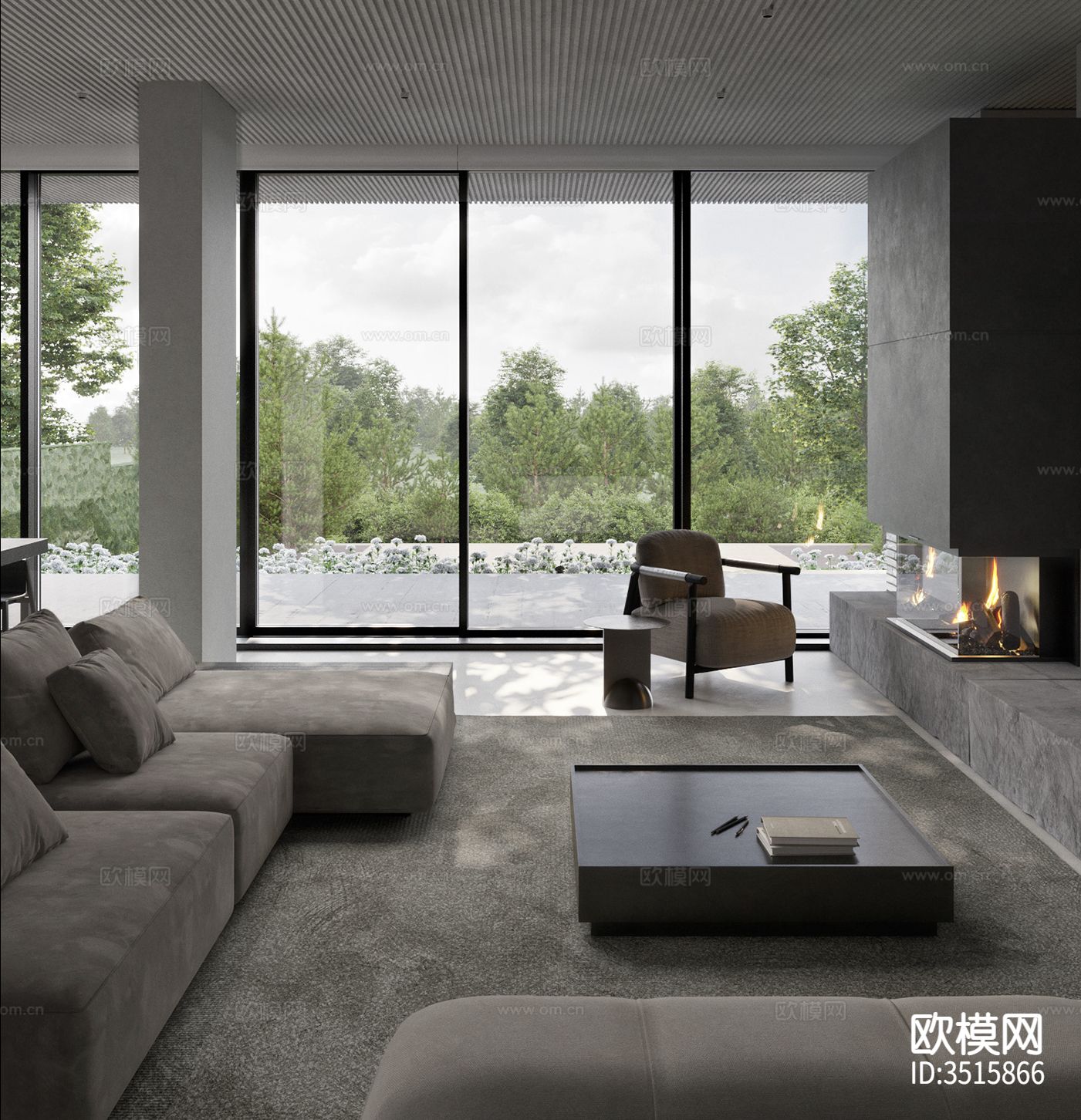 现代平层客餐厅装修效果图下载（渲染图12）