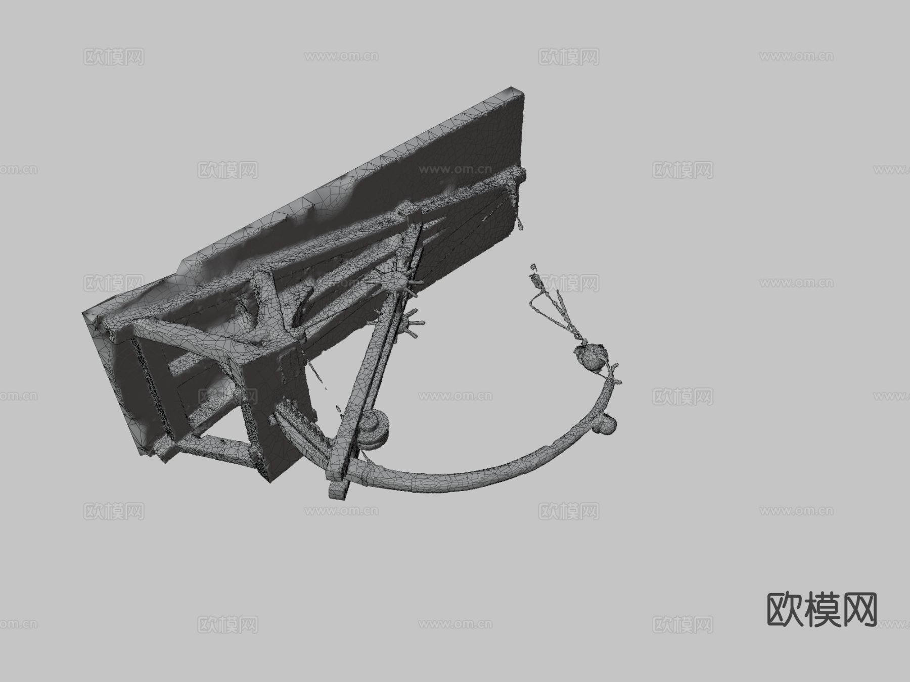 达芬奇弹射器 冷兵器 武器3d模型