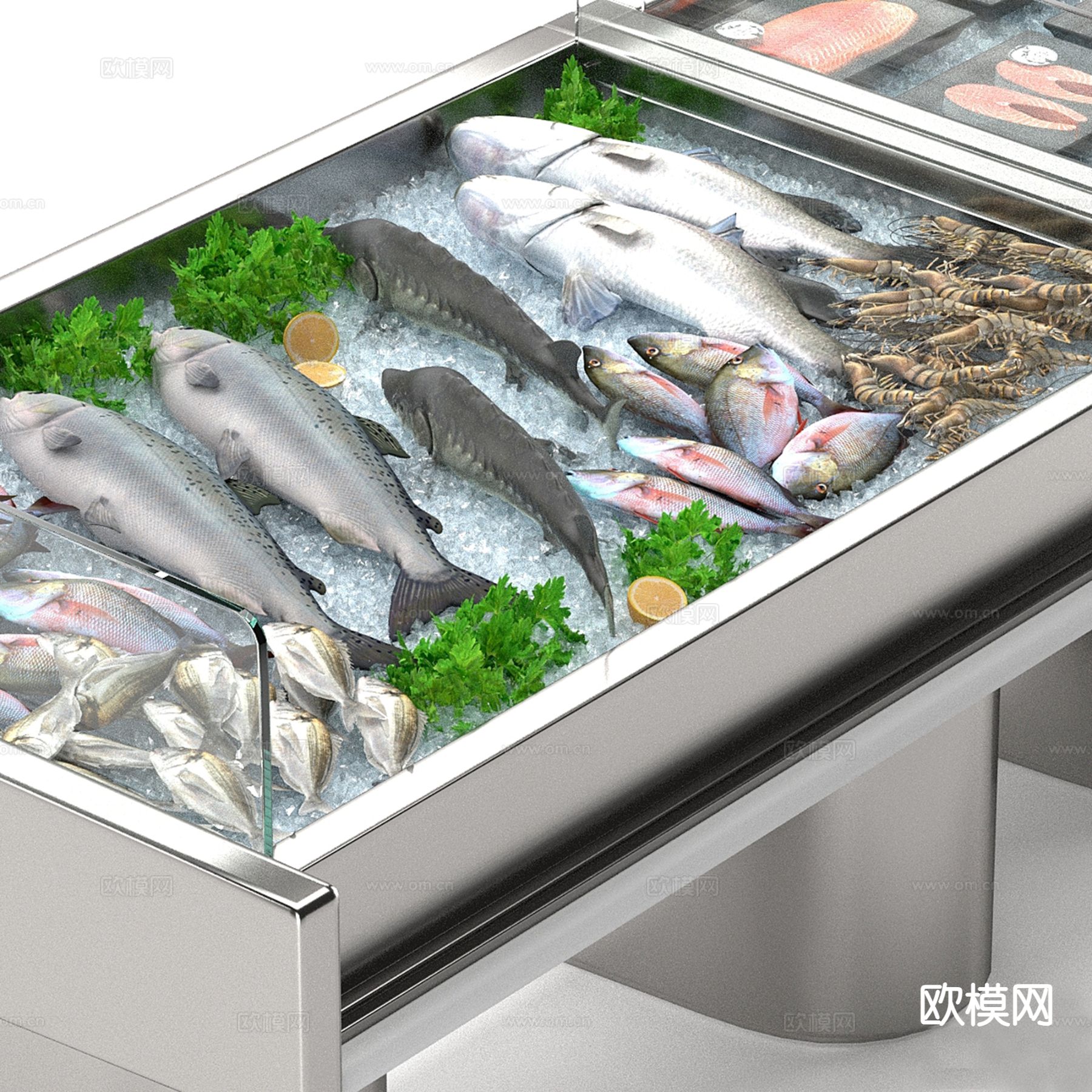 超市海鲜冷藏柜su模型下载（渲染图4）