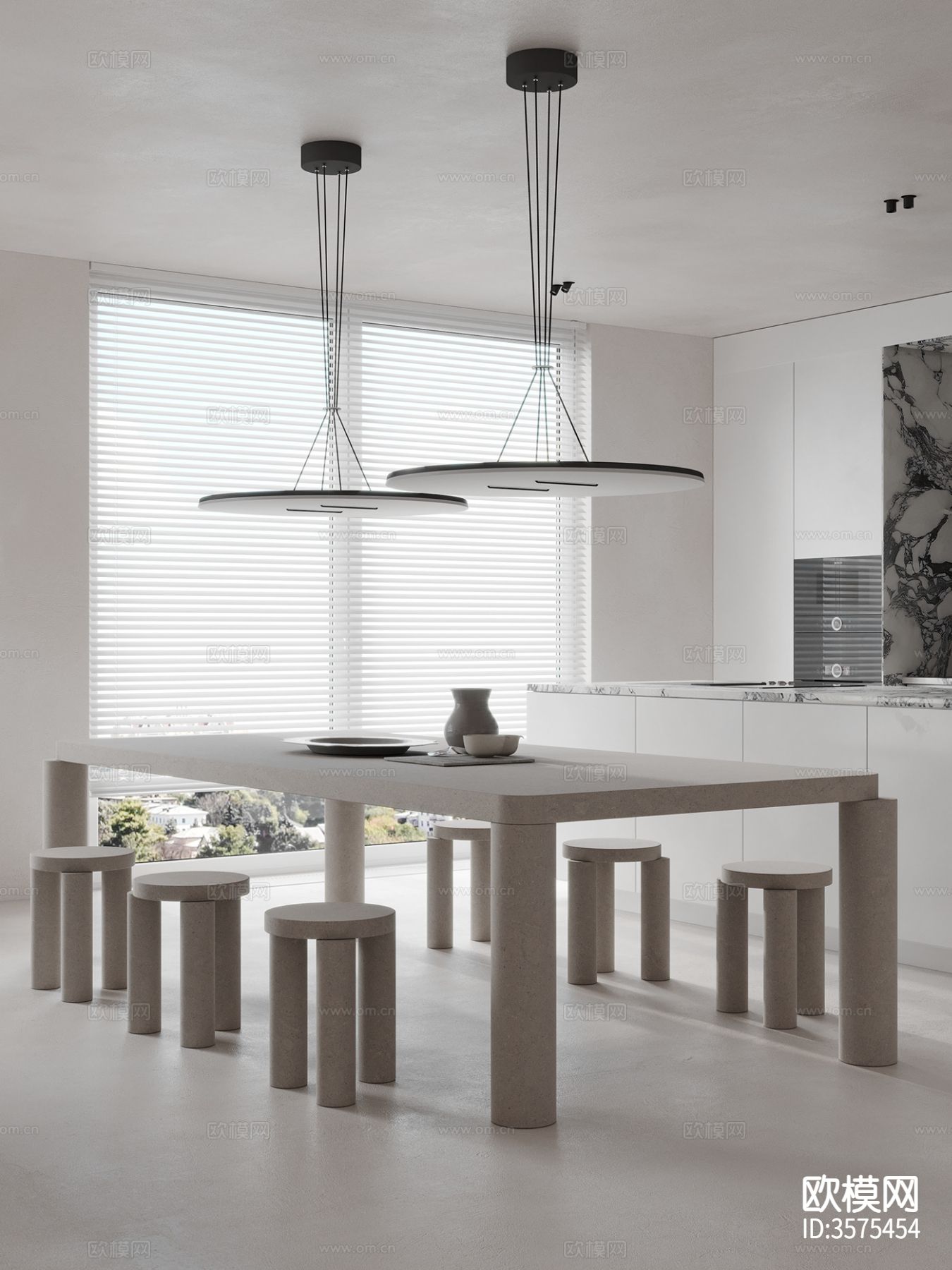 现代极简风客餐厅装修效果图下载（渲染图7）