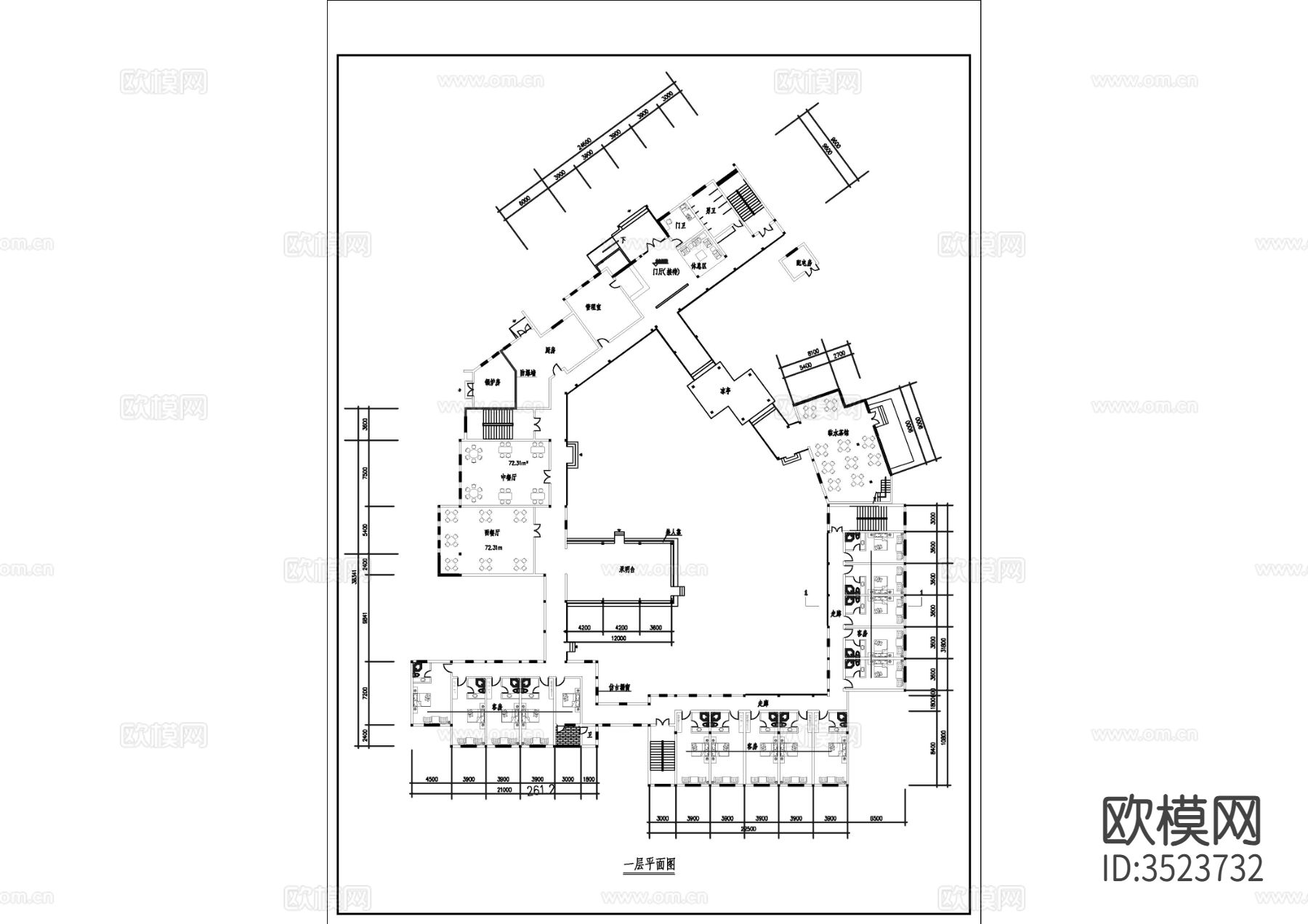 65套民宿酒店设计CAD图纸下载（渲染图7）
