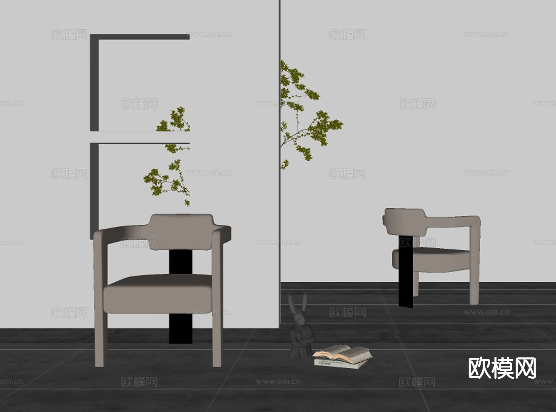 现代餐椅 单椅 椅子su模型下载（渲染图1）