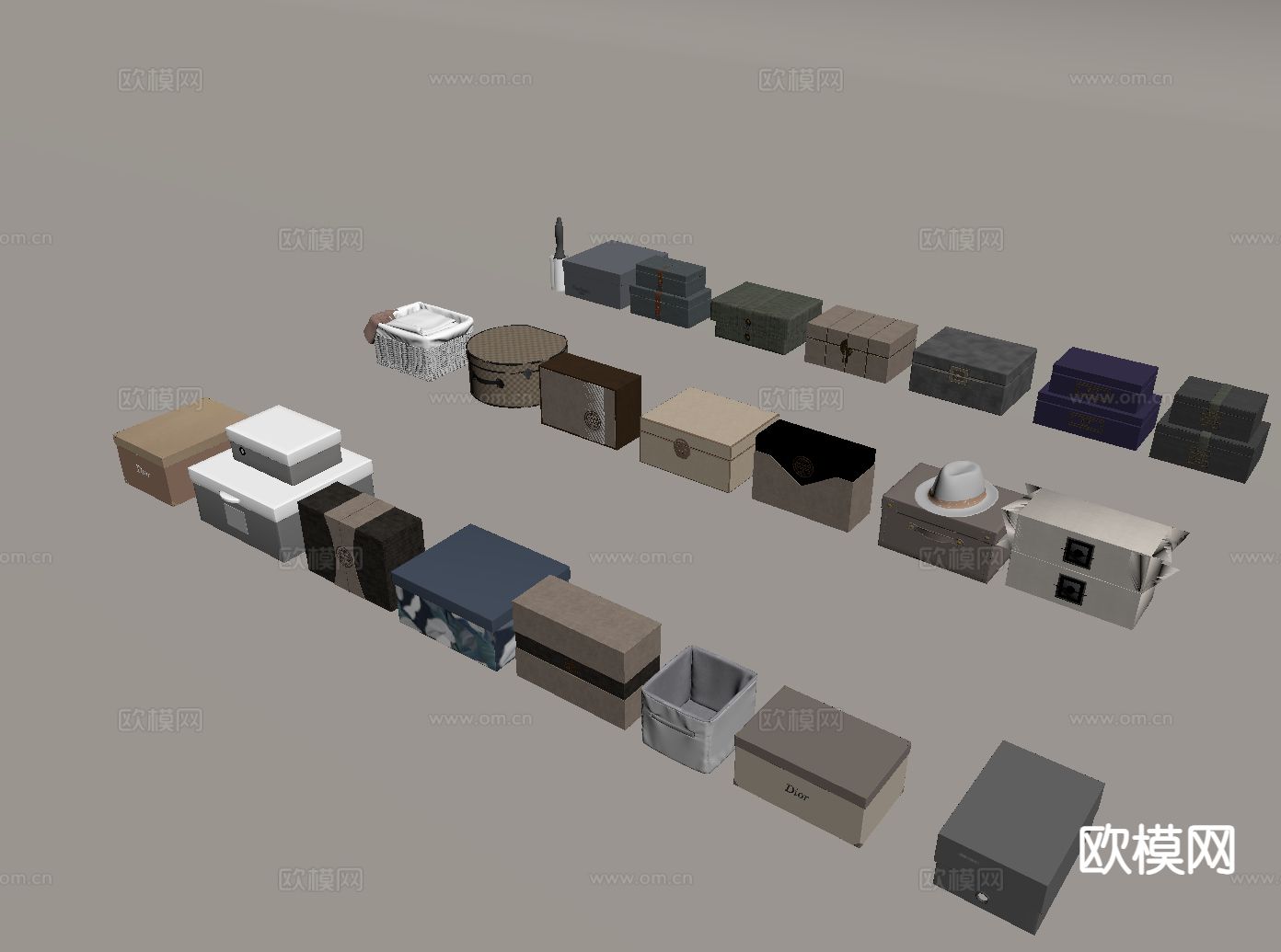 盒子 收纳盒 储物盒 鞋盒su模型下载（渲染图1）