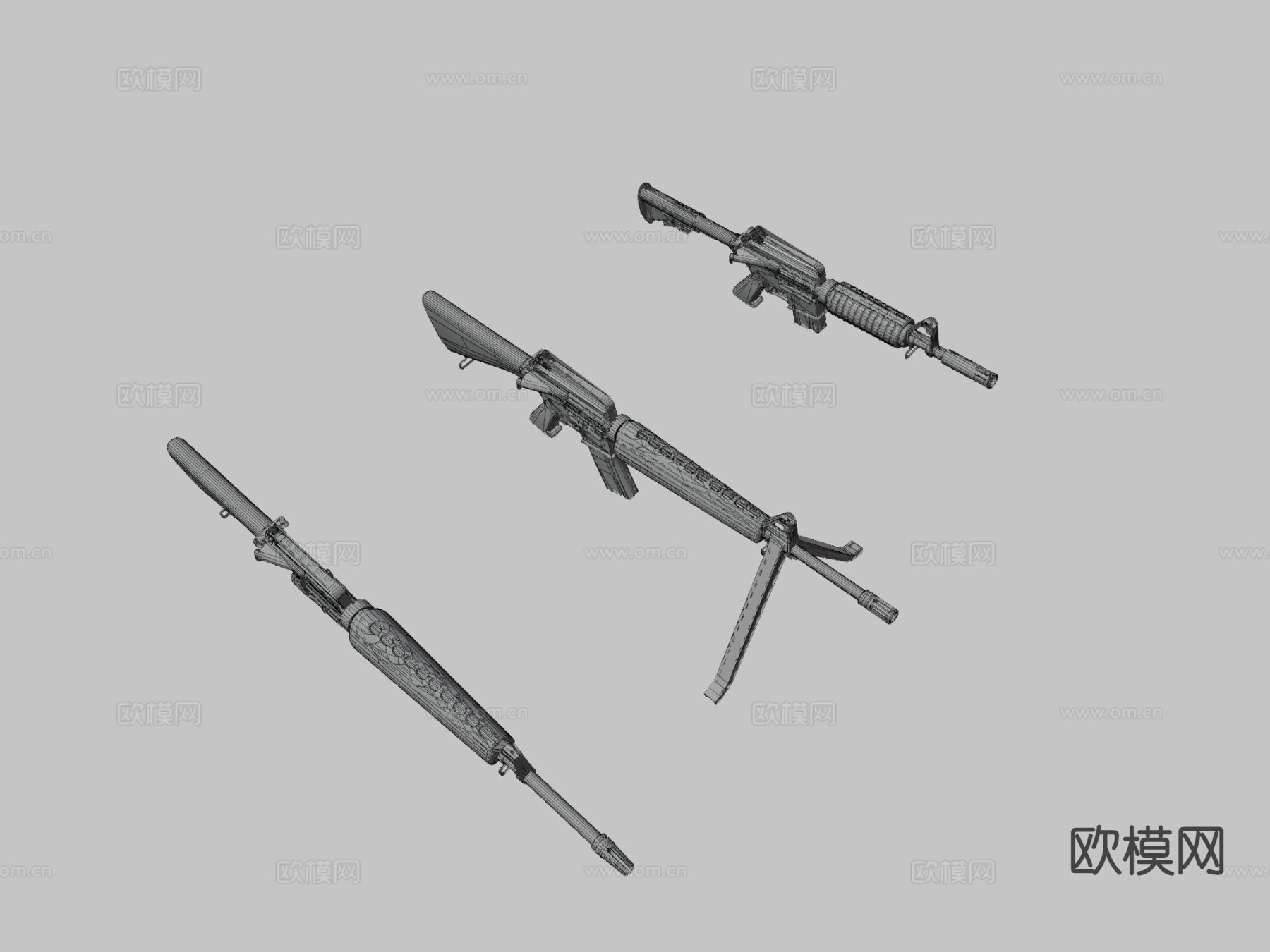 M416突击步枪 游戏武器3d模型