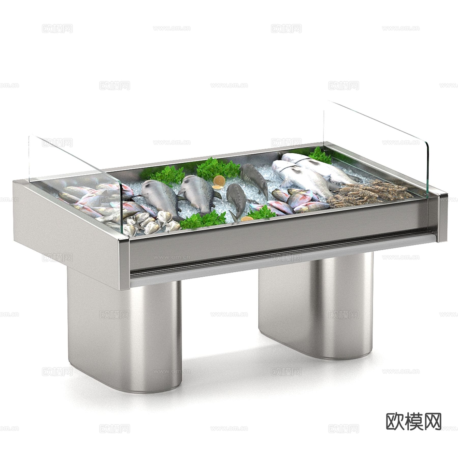 超市海鲜冷藏柜su模型下载（渲染图2）