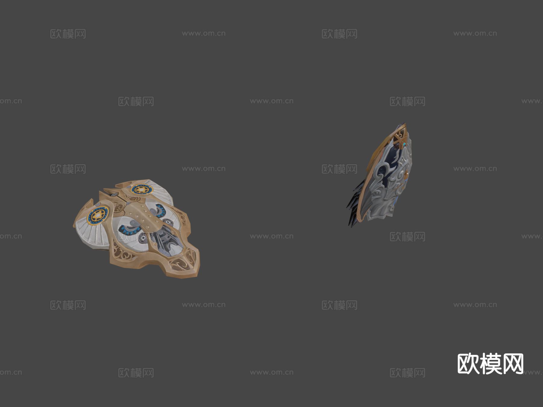 战斗盾牌 护盾 游戏道具3d模型下载（渲染图6）