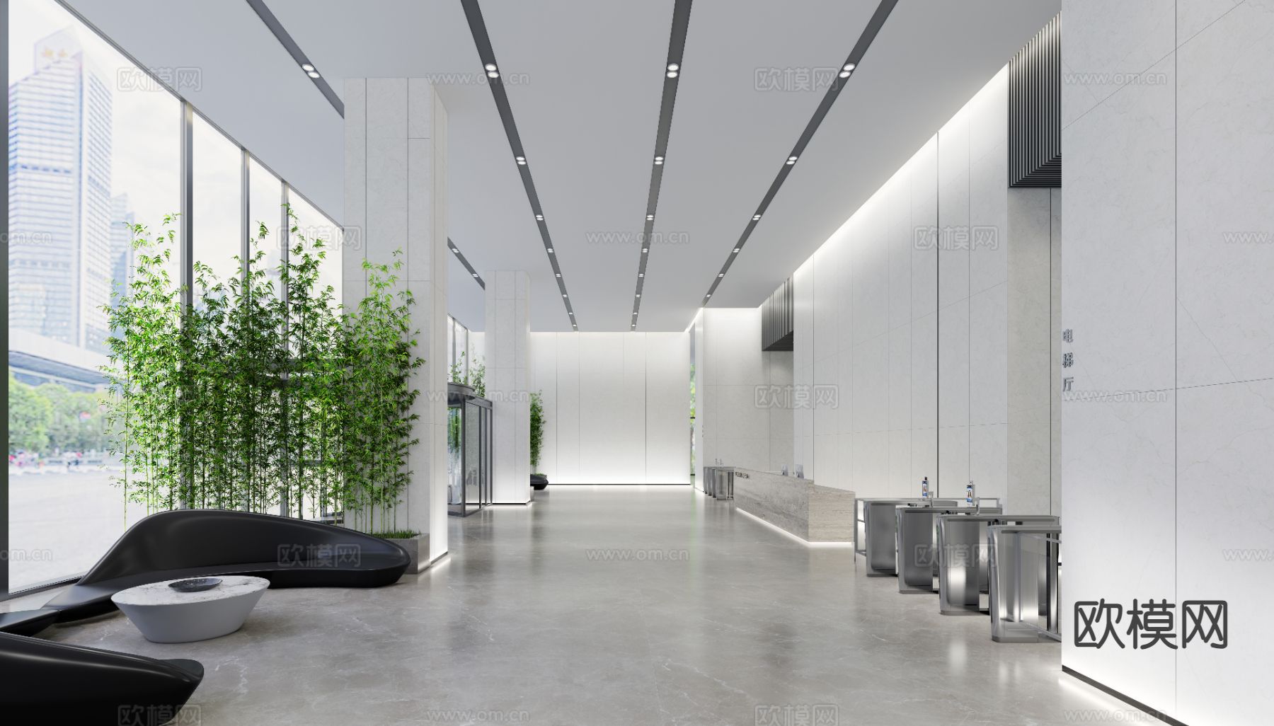 办公大堂su模型下载（渲染图2）