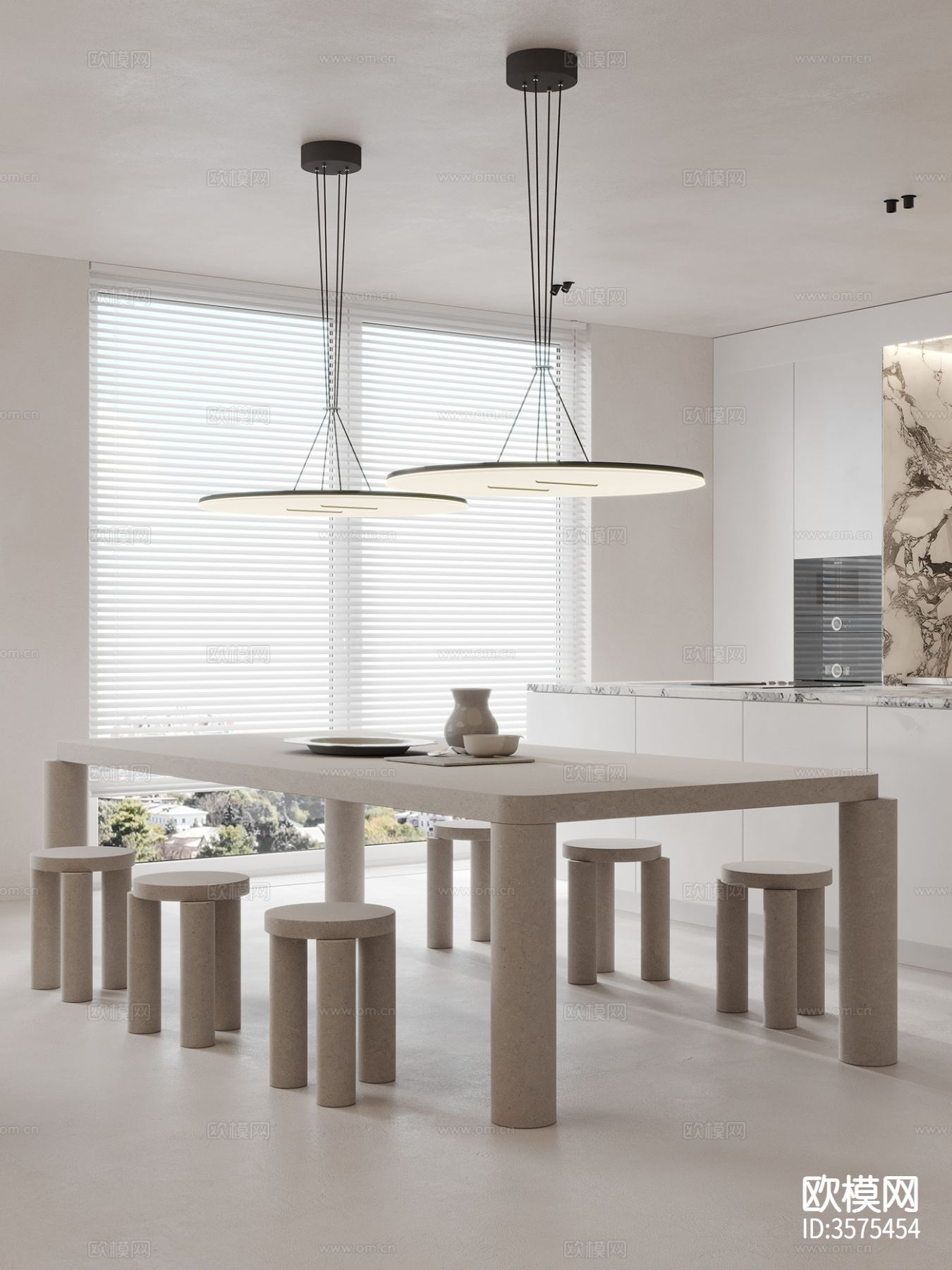 现代极简风客餐厅装修效果图下载（渲染图5）