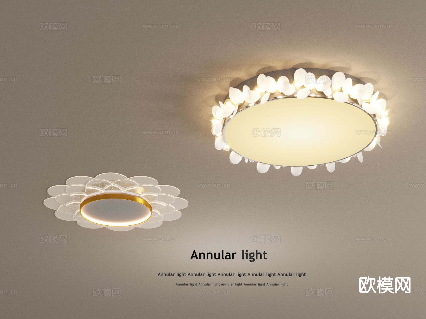 奶油风吸顶灯su模型下载（渲染图2）
