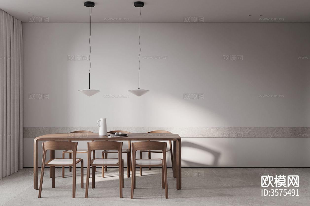 现代极简客餐厅装修效果图下载（渲染图8）