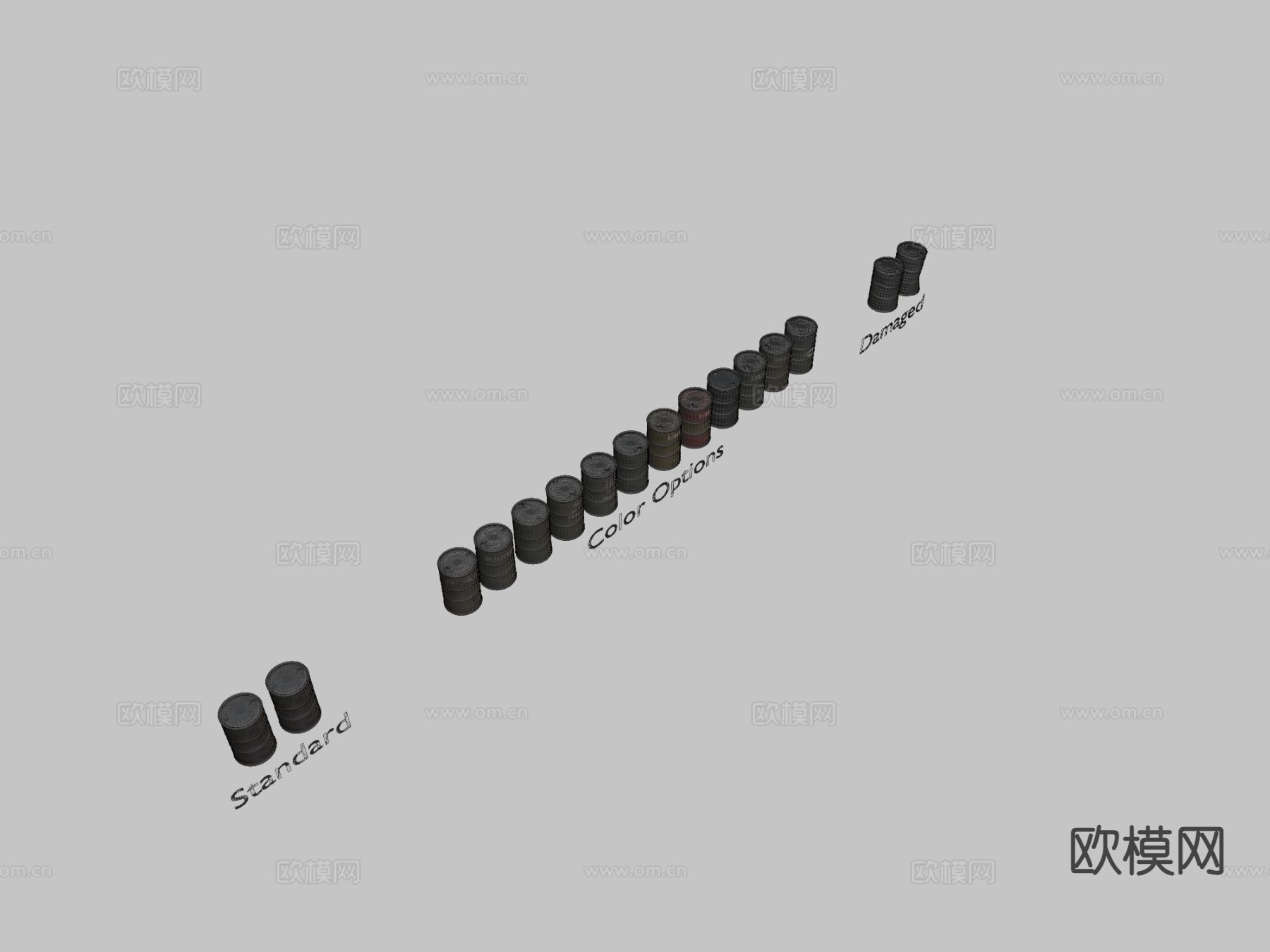 200L油桶 汽油桶 原料桶3d模型下载（渲染图2）