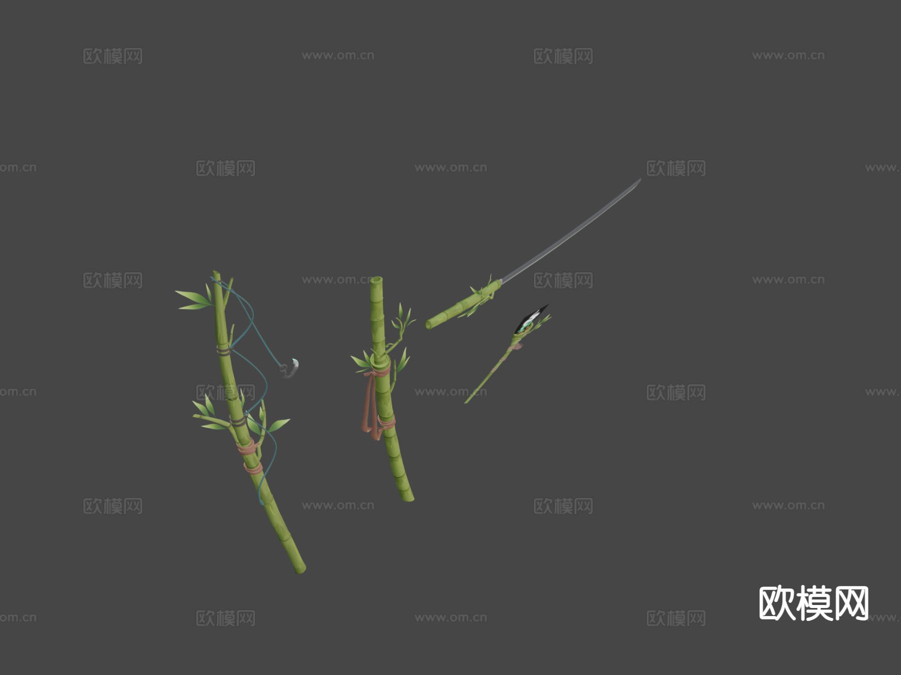 竹子武士刀 冷兵器3d模型